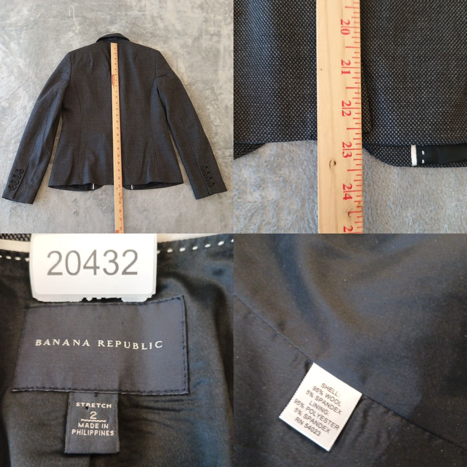 Banana Republic Banana Republic Blazer Womens 2 Gray Geometric Long Sleeve Two Button Lined Notch Lapel Four-Button Single-Breasted Pant Suit XSXX? Size XS / US 0-2 / IT 36-38 - 8 Thumbnail