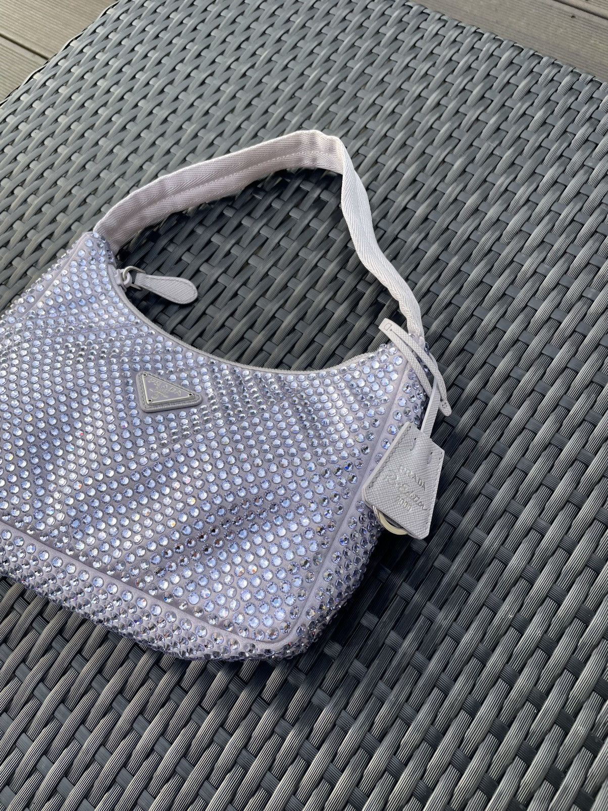 Prada Prada Purple Crystal 2000 Re-Ed Hobo Handbag Satin Silver Size ONE SIZE - 2 Thumbnail