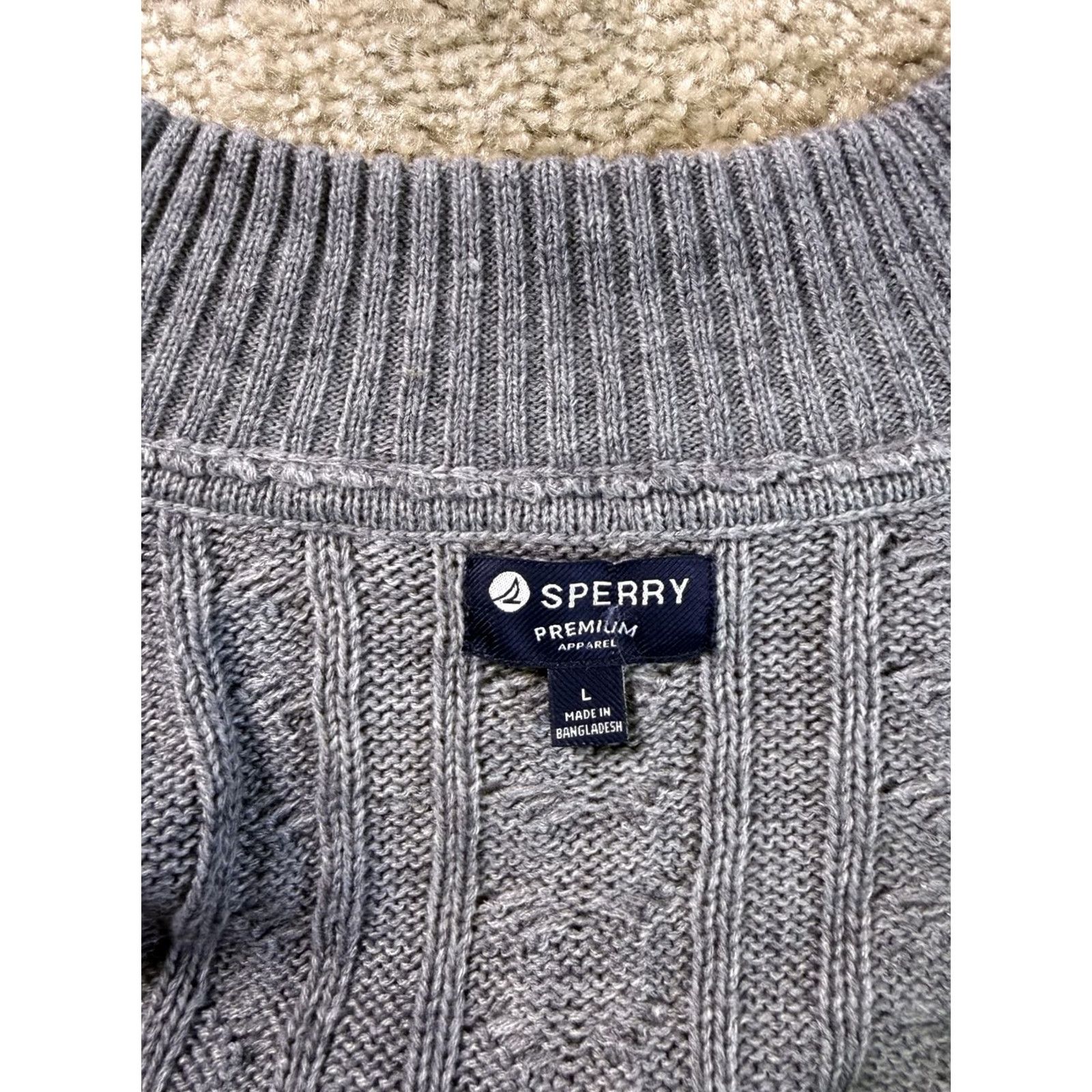 Sperry Sperry Full Zip Sweater Cable Knit Men’s L Charcoal Gray Size US L / EU 52-54 / 3 - 6 Thumbnail