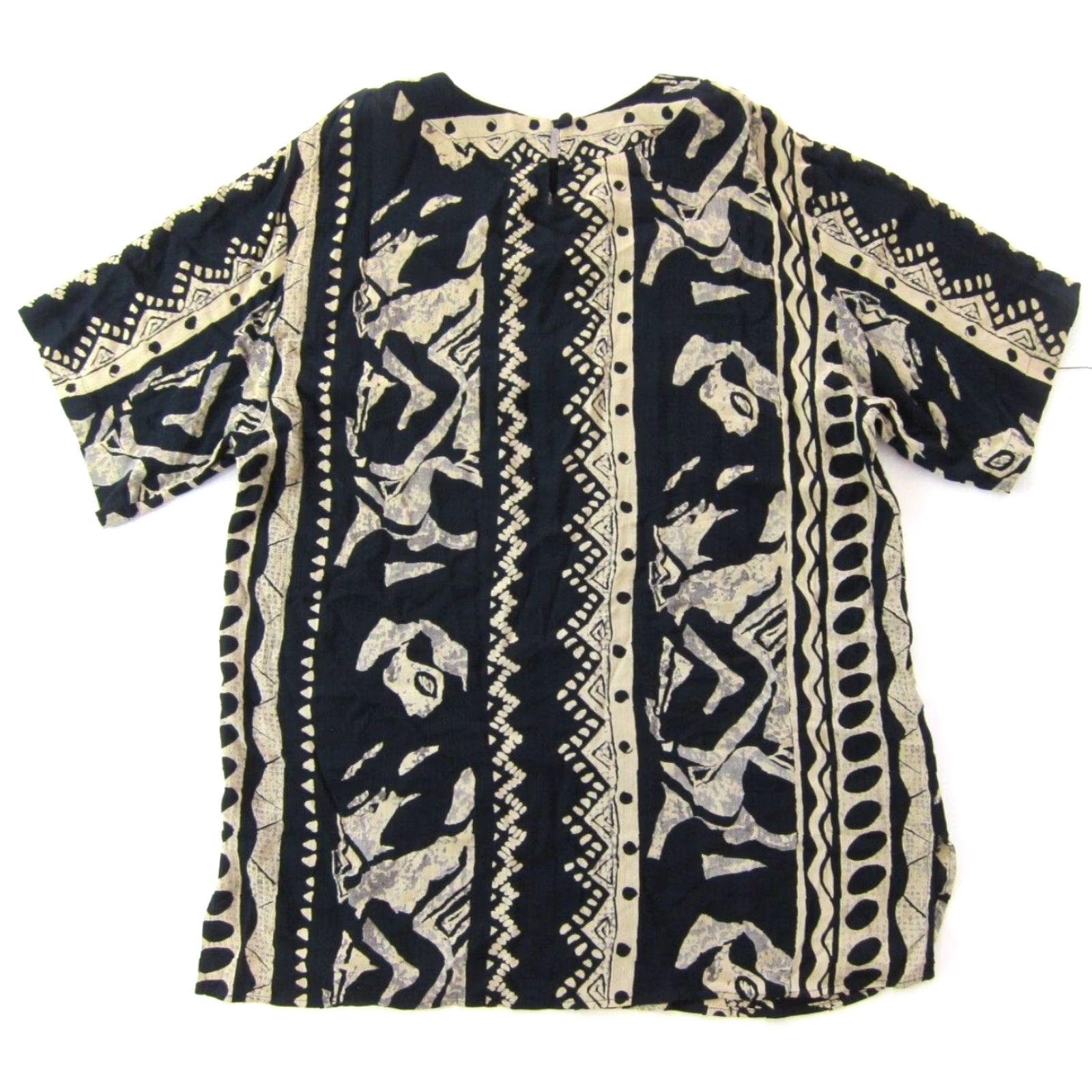 Vintage VINTAGE Carole Little Rayon Black Ivory Abstract Aztec Tunic Blouse Shirt 14 Size XL / US 12-14 / IT 48-50 - 2 Thumbnail