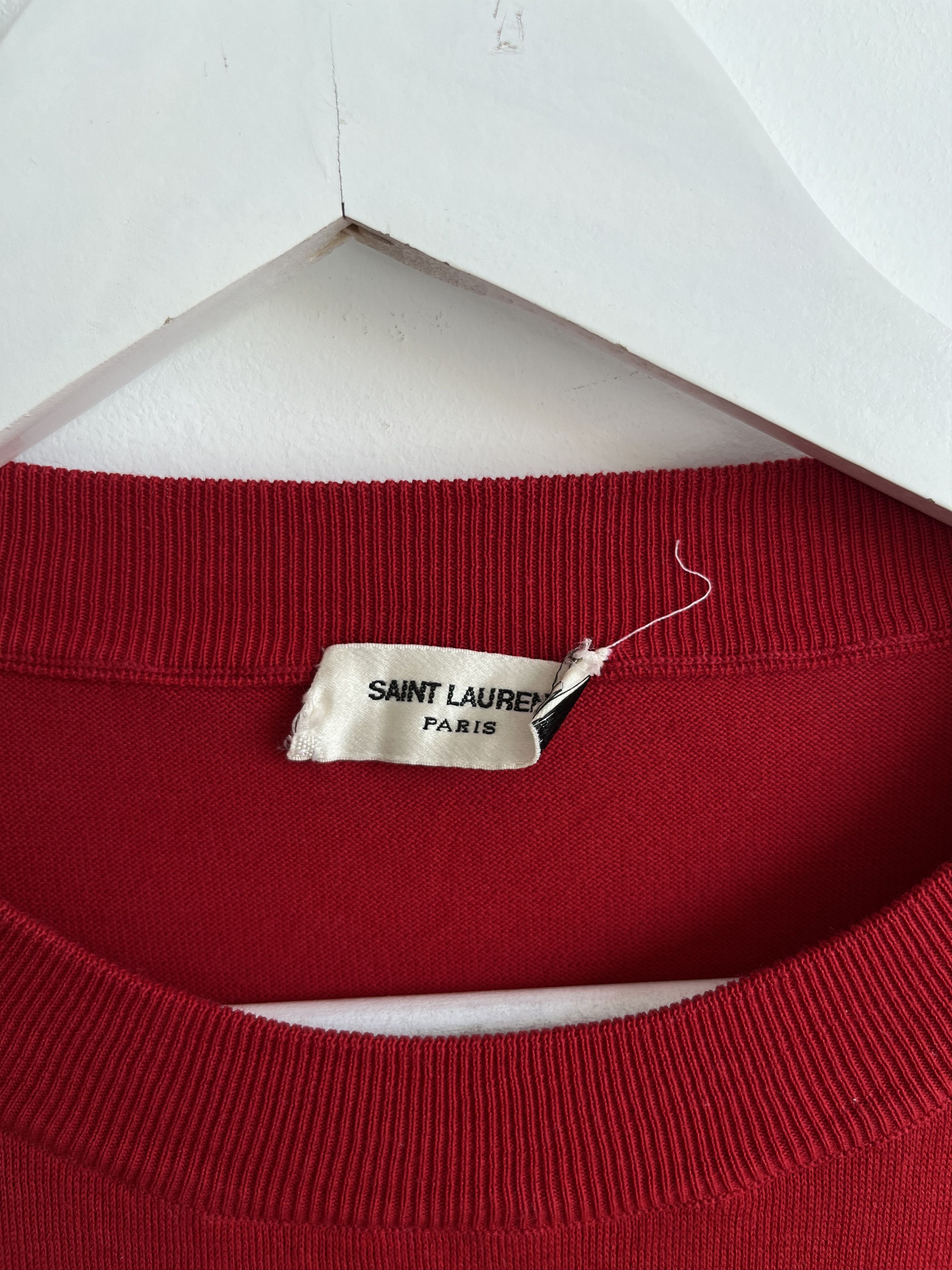 Anthony Vaccarello SS17 Saint Laurent Paris Universite Red Crop Sweater Size L / US 10 / IT 46 - 3 Thumbnail