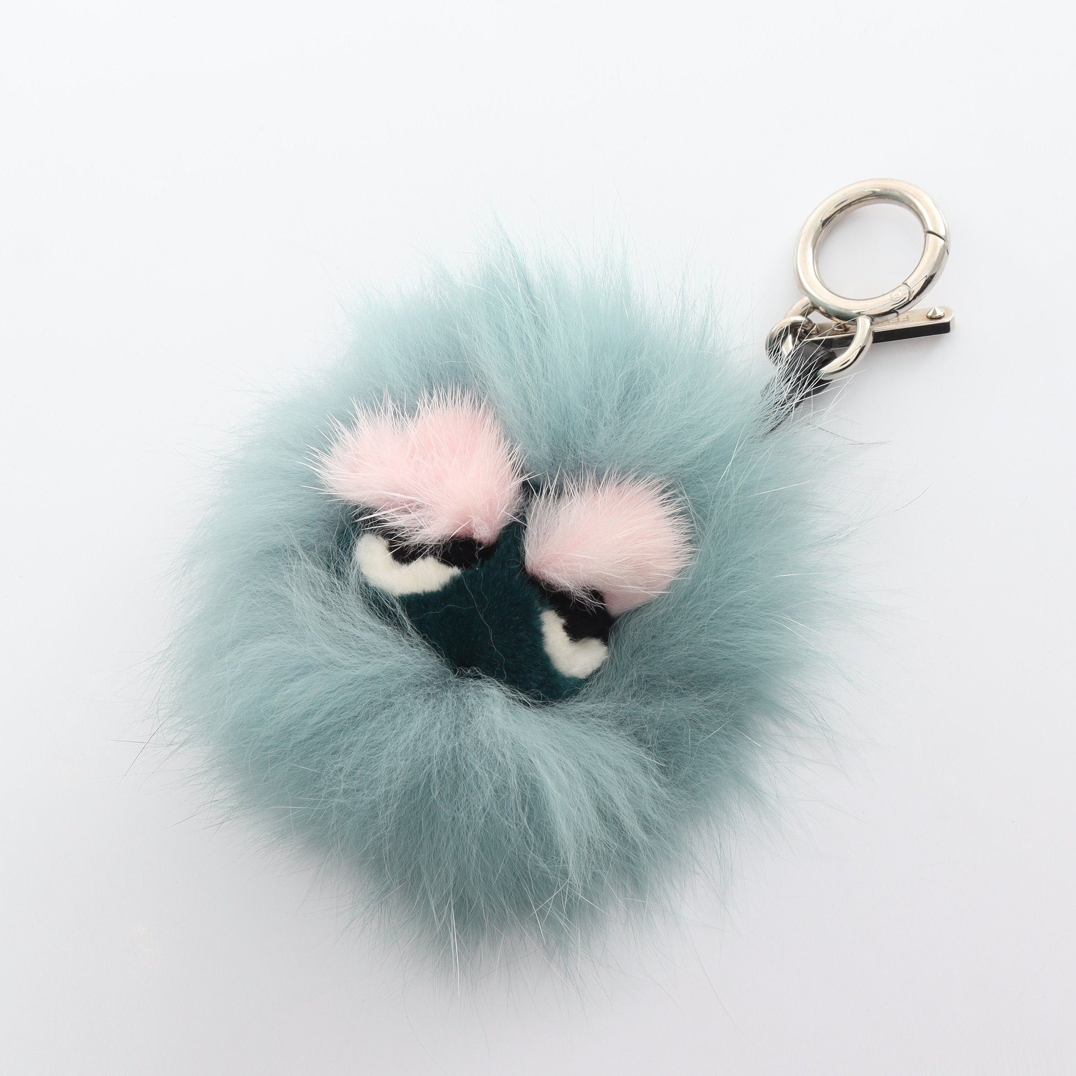Bag Bugs Monster Bag Charm Key Ring Fur Leather Light Blue Multicolor