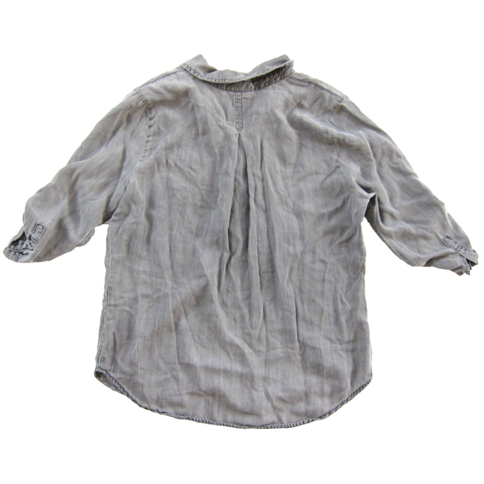 Vintage Hester & Orchard Blouse Shirt Small Womens 3/4 Sleeve Collared Tunic Grey 100% Tencel Size S / US 4 / IT 40 - 2 Thumbnail