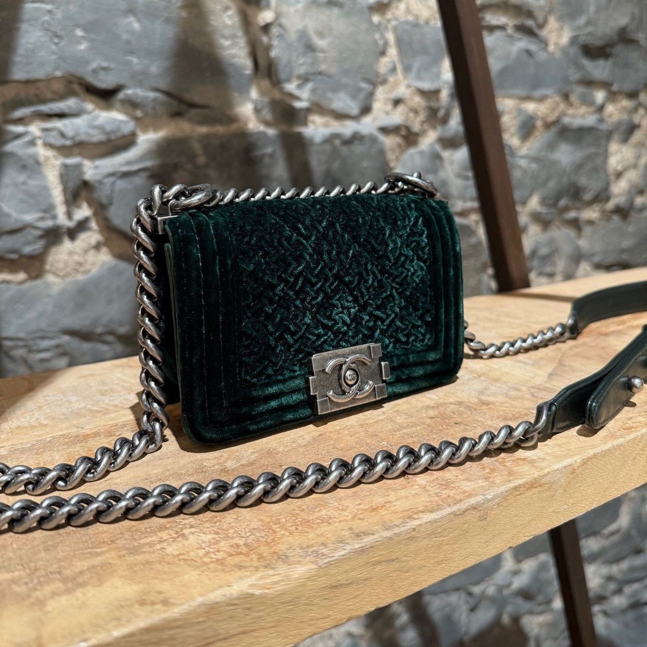 Chanel Chanel Forest Green Crushed Velvet Mini Boy Bag Size ONE SIZE - 3 Thumbnail