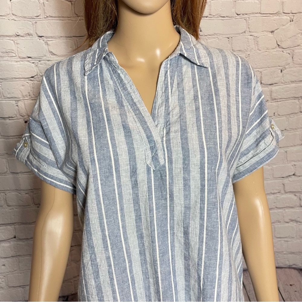 Other NWT New Sigrid Olsen Striped Linen Blend Blue Shirt Size S Size S / US 4 / IT 40 - 3 Thumbnail