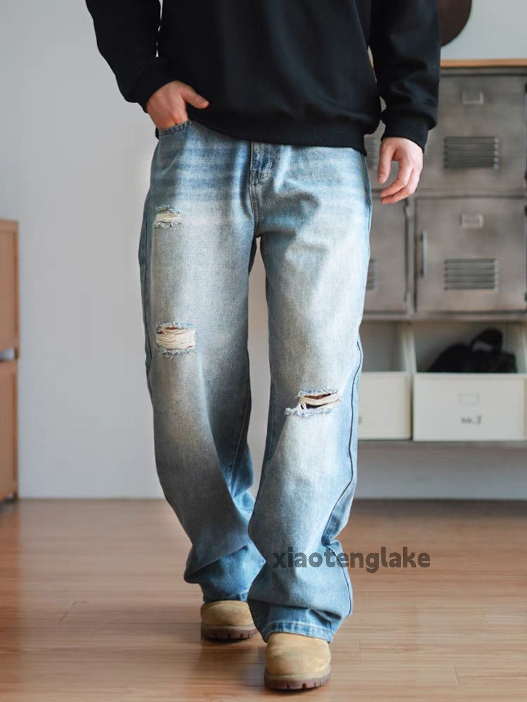 Jean × Vintage washed faded damaged ripped loose y2k yuppie jeans Size US 30 / EU 46 - 3 Thumbnail