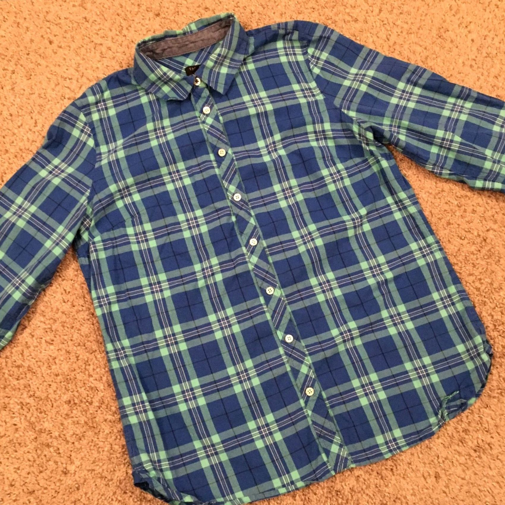 Talbots Talbots Petites Shirt Womens PM Blue Plaid Roll Tab Long Sleeve Button-Up Size M / US 6-8 / IT 42-44 - 5 Thumbnail