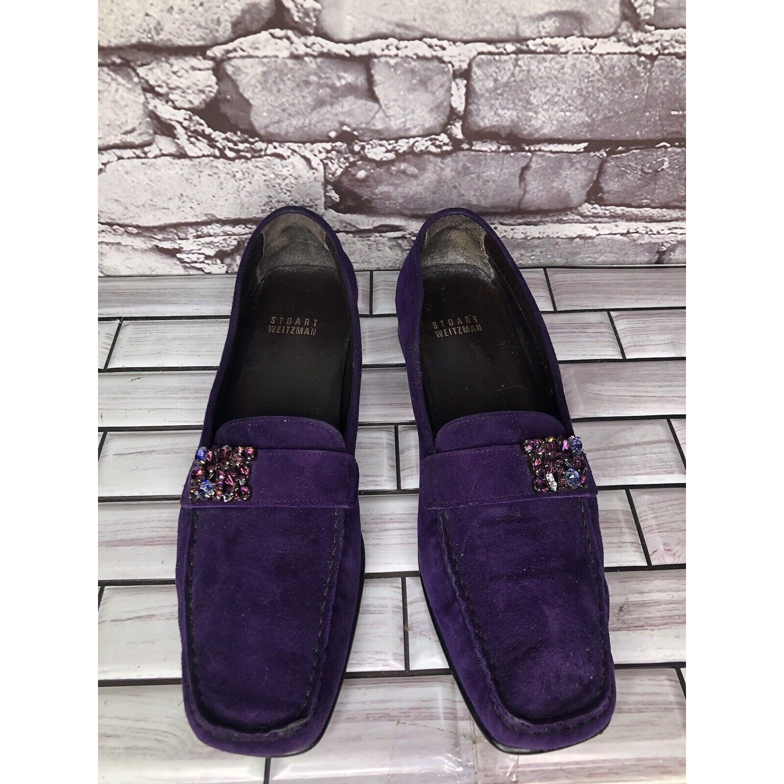 Stuart Weitzman Stuart Weitzman Purple Suede Leather Rhinestone Pump Shoes W Size US 8.5 / IT 38.5 - 2 Thumbnail