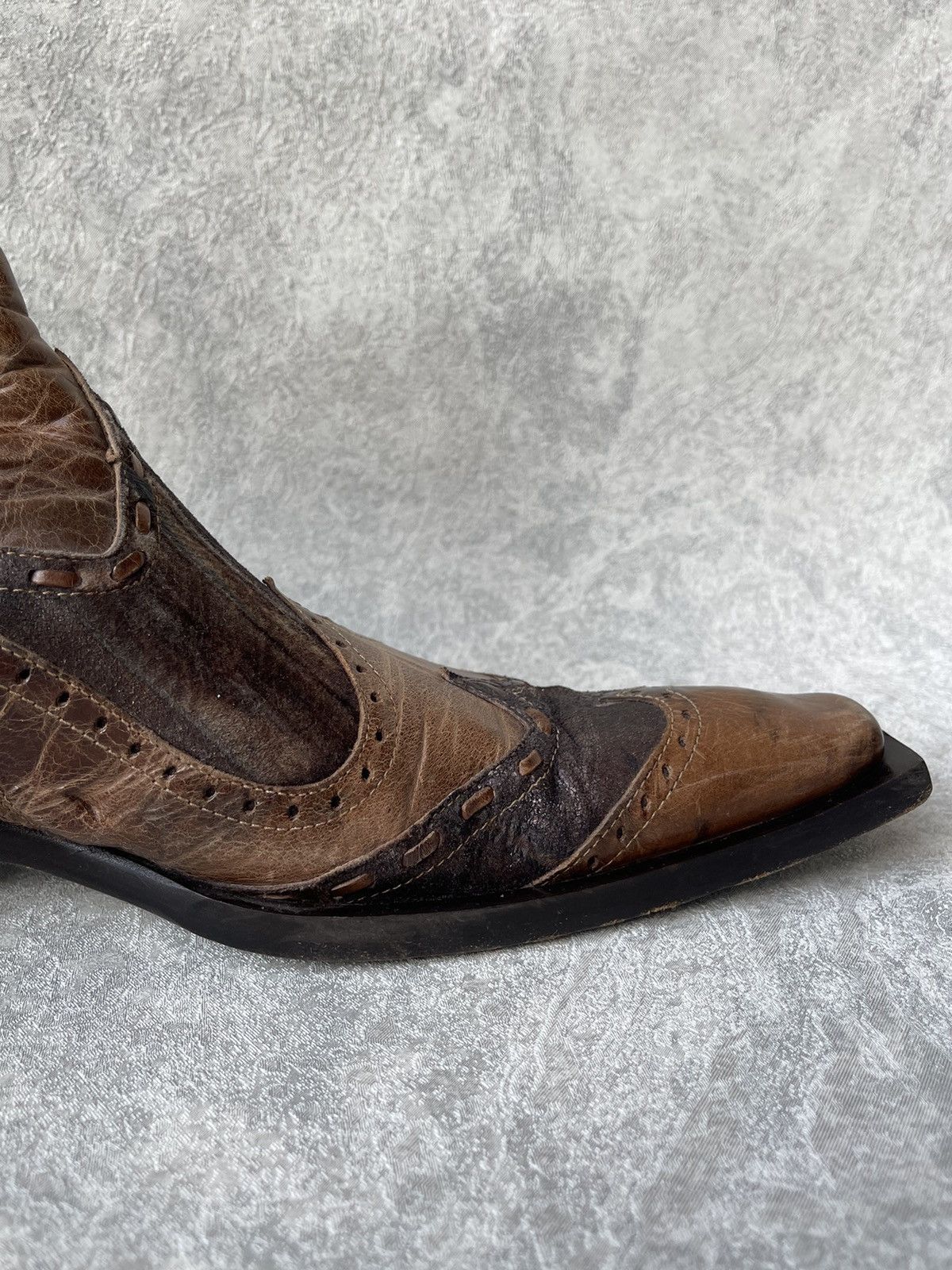 Jo Ghost GHOST Italy Distressed Leather Square Toe Boots Archive Y2K Size US 8 / EU 41 - 16 Thumbnail