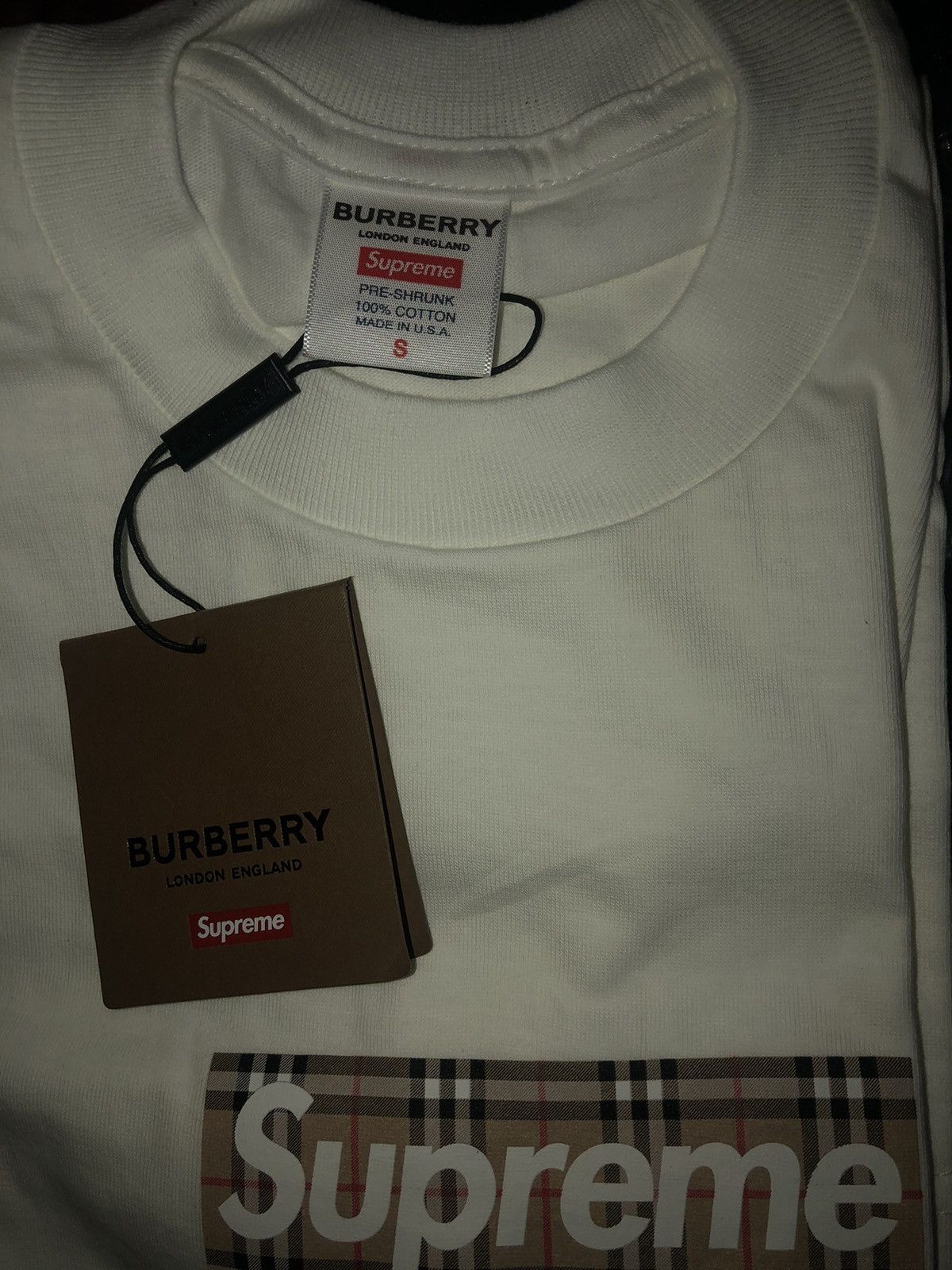 image of Burberry x Supreme Box Logo in White, Men's (Size Small)