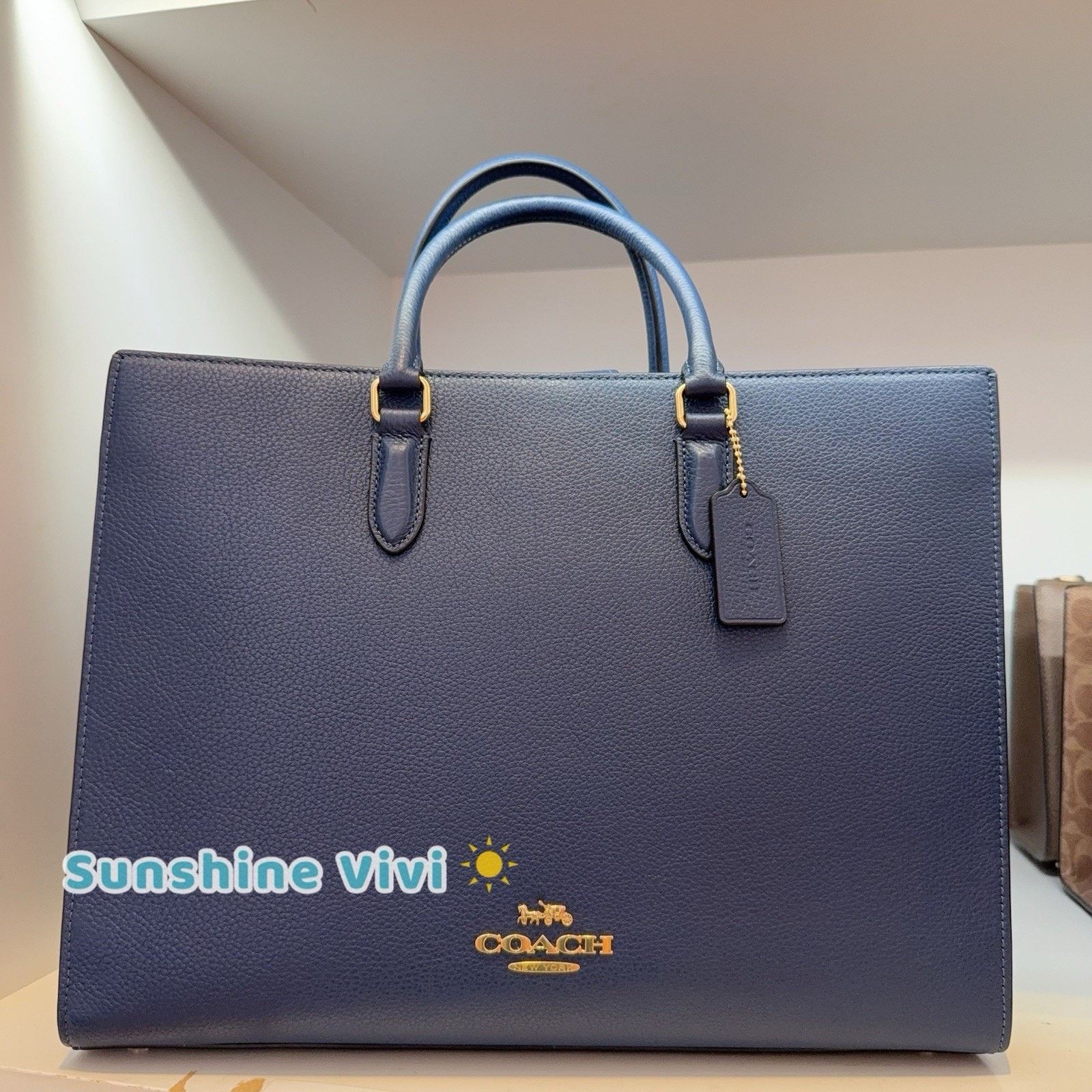 Coach NWT Coach Maggie Tote Bag leather CY666 Gold/Deep Blue Size ONE SIZE - 1 Thumbnail