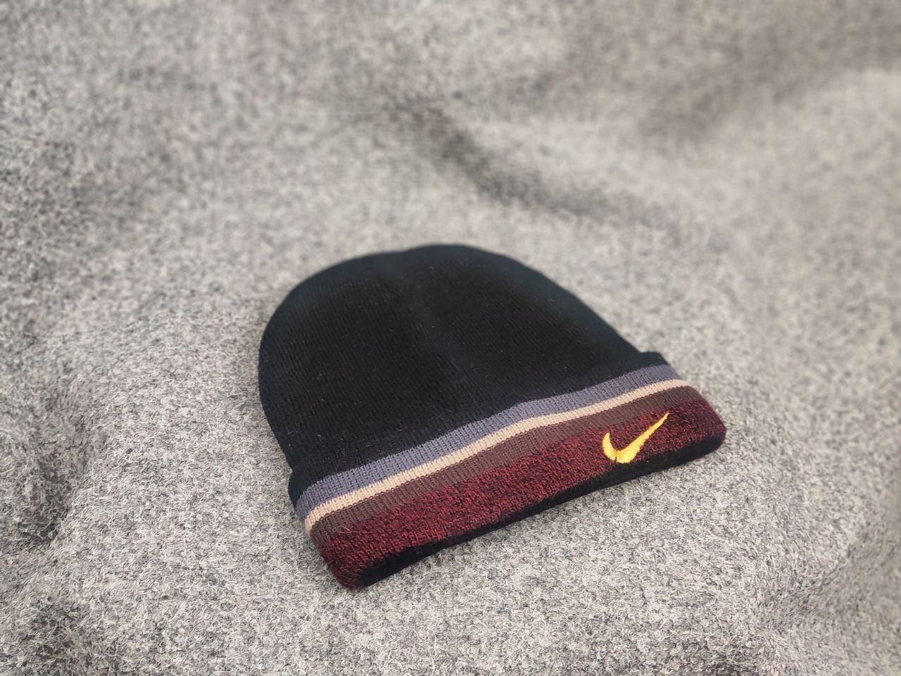 Nike Vintage Nike beanie hat Black Wool Blend Swoosh Y2K Style Size ONE SIZE - 3 Thumbnail