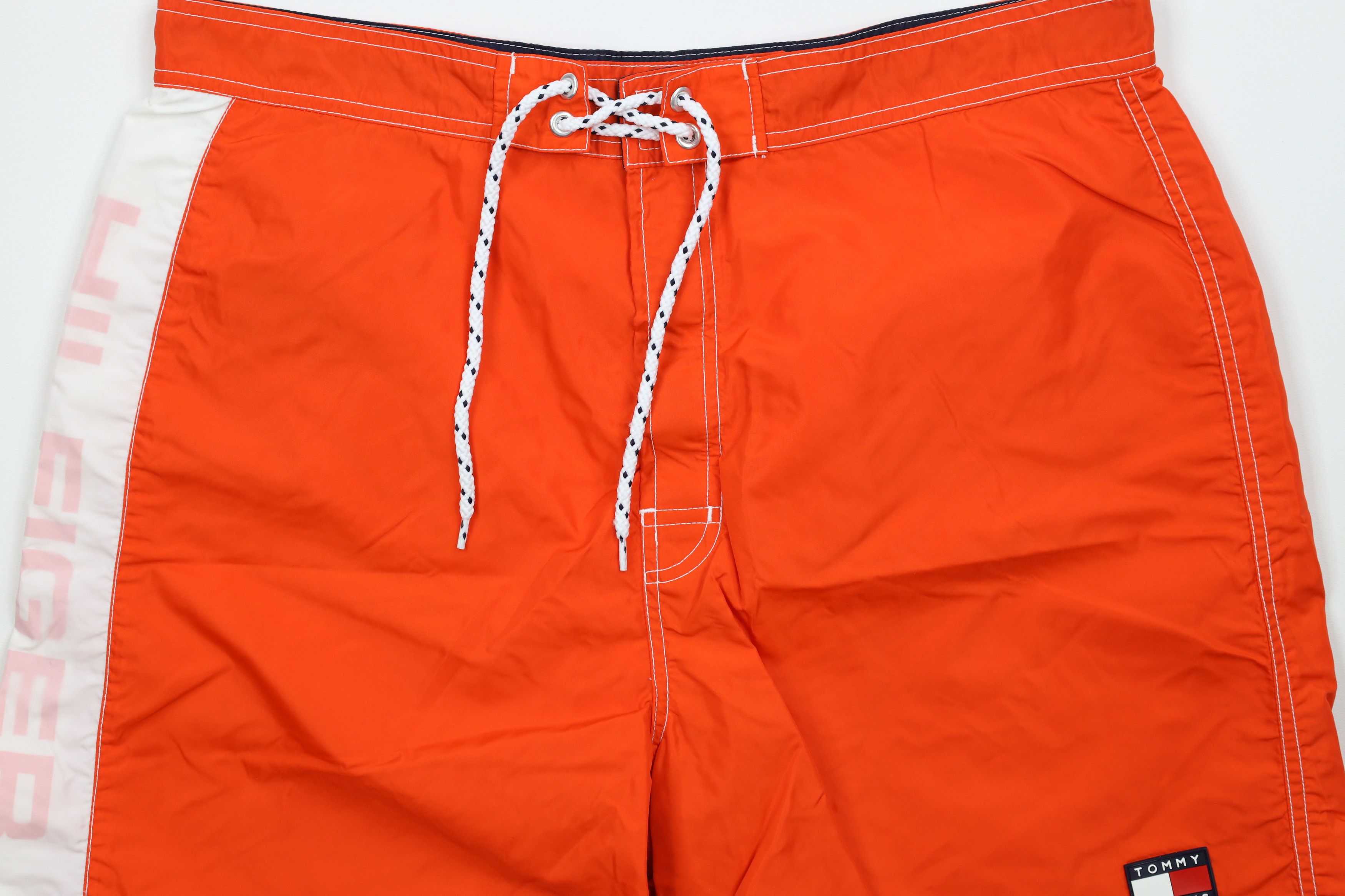 Tommy Hilfiger × Vintage Vintage 90s Tommy Hilfiger Block Lined Shorts Trunks Orange Size US 36 / EU 52 - 3 Thumbnail