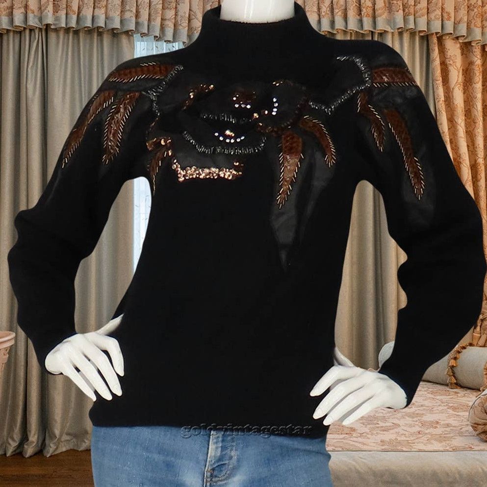 Other Vintage Lambswool Angora Snake Skin Leather Funky Sweater S Size S / US 4 / IT 40 - 2 Thumbnail