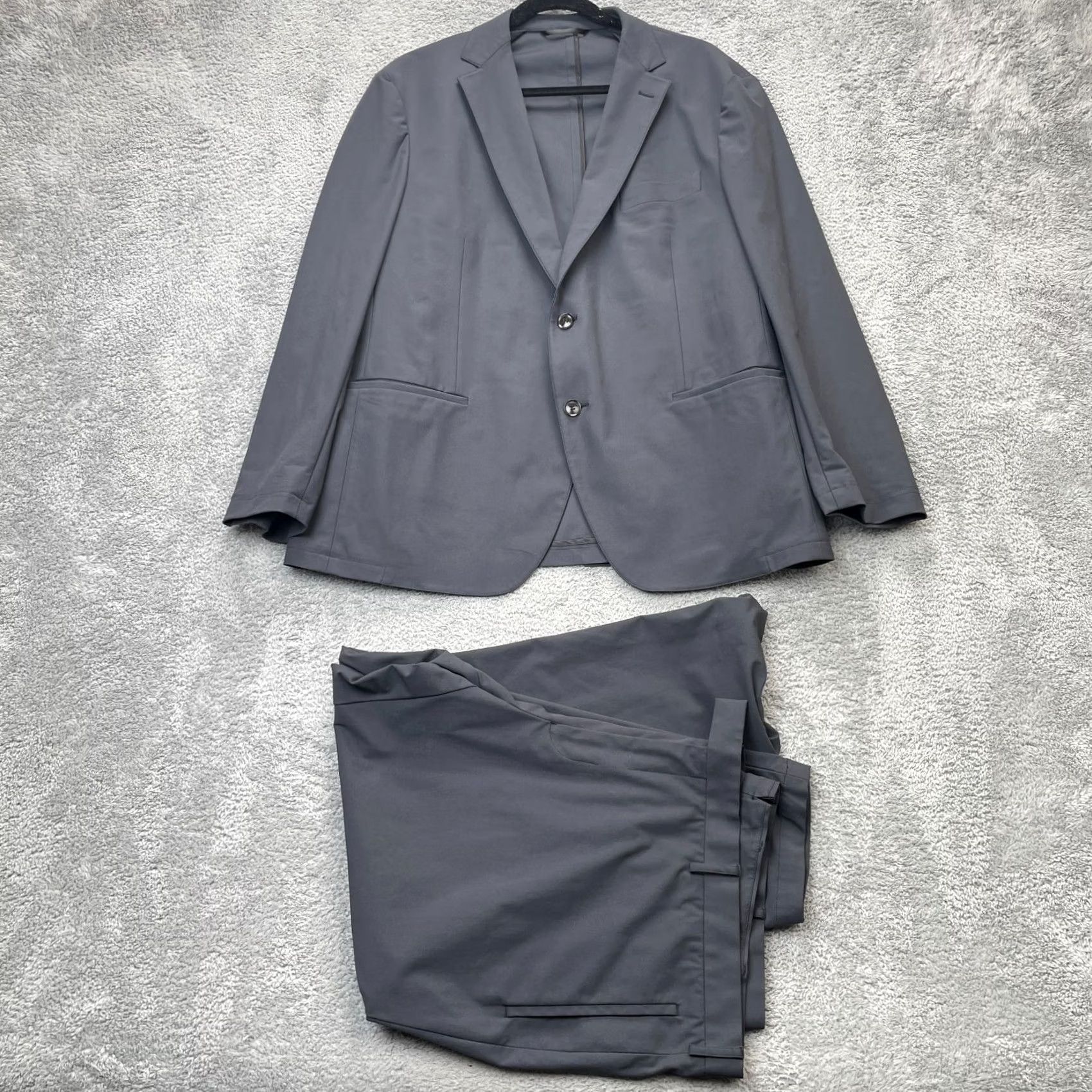 Vintage Sene Suit Set Mens Large Gray 2 Piece Soho Flex Tech Unstructured Sport Coat 2 Piece Regular Notch Solid City Classic Preppy Mens Size 42R - 2 Thumbnail
