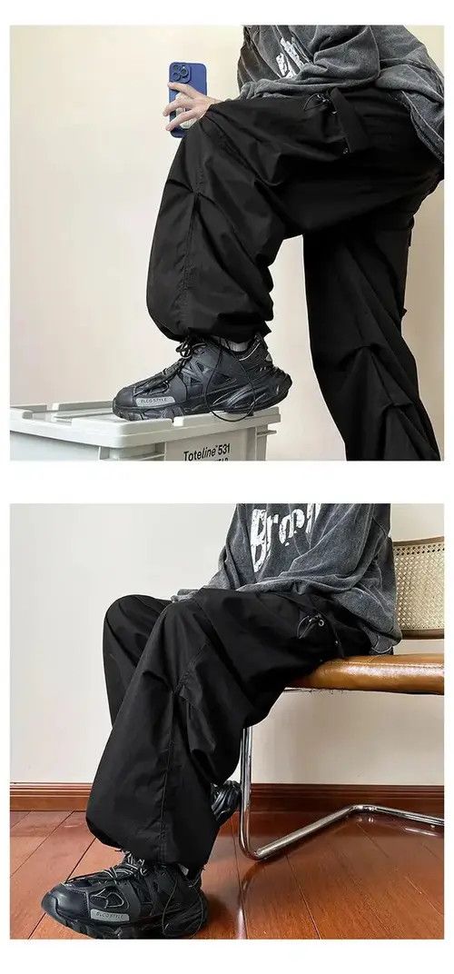Japanese Brand Vintage Streetwear black cargo parachute pants y2k Size US 32 / EU 48 - 4 Thumbnail
