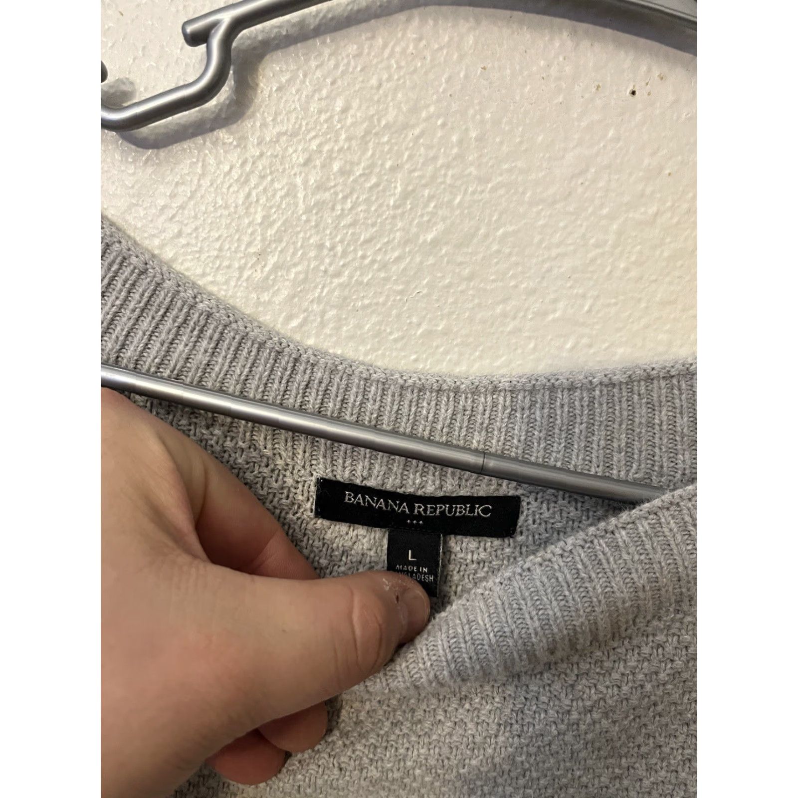 Banana Republic Banana Republic Sweater Grey and White Striped Cotton Large Womens Size L / US 10 / IT 46 - 2 Thumbnail