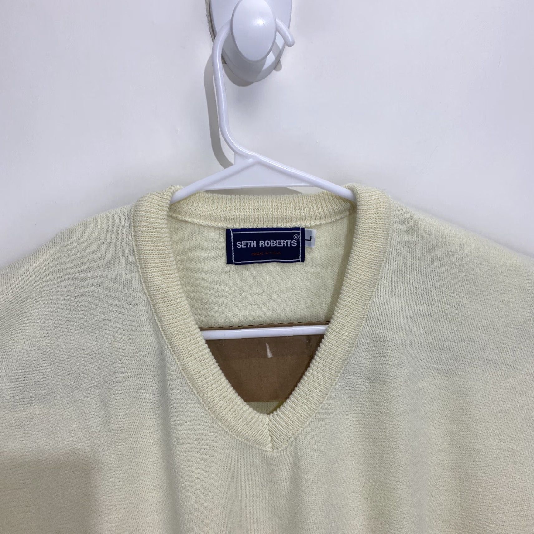 Vintage Vintage Seth Roberts Golf Sweater V Neck Made In USA Large Mens L Yellow Size US L / EU 52-54 / 3 - 3 Thumbnail