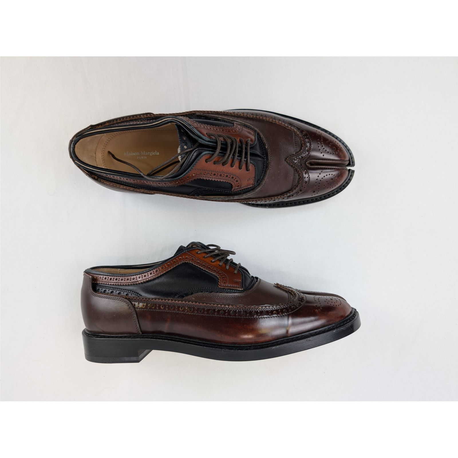 Maison Margiela o1rshd1 Tabi Leather Shoes Boots in Dark Brown Size US 12 / EU 45 - 1 Thumbnail