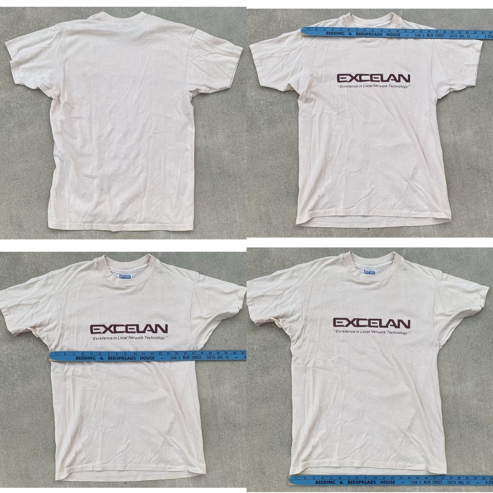 Hanes VINTAGE Hanes T-Shirt Beige 80s Nerd Graphic Print Excelan Excellence In Local Network Technology Men L Adults Short Sleeve Cotton Blend Size US L / EU 52-54 / 3 - 10 Thumbnail