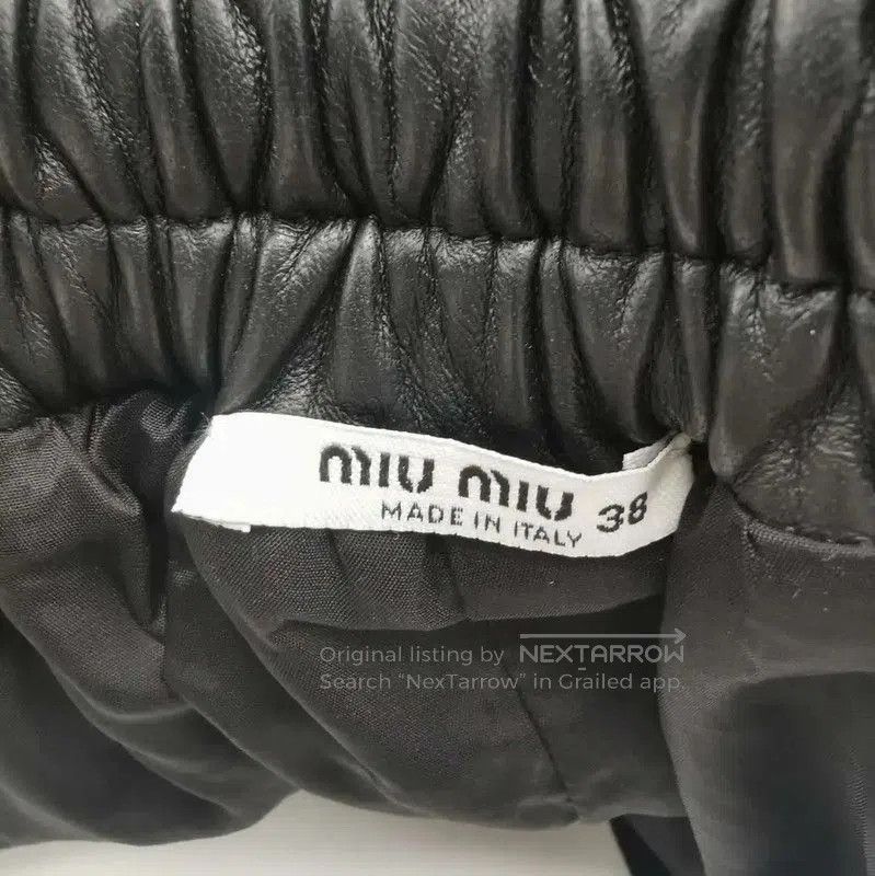Miu Miu Miu Miu Black Lambskin Embroidered Logo Casual Pants . Size 23" - 6 Thumbnail