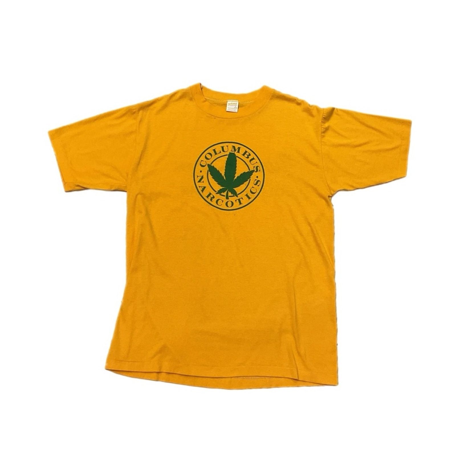 Vintage Vintage 80s Sportswear Cannabis Narcotics yellow T-Shirt Size US L / EU 52-54 / 3 - 1 Thumbnail