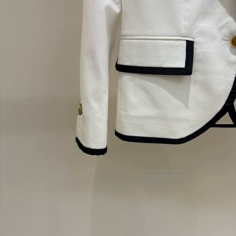 Thom Browne Thom Browne White Four Stripe Jacket - Gold Button Design Size XS / US 0-2 / IT 36-38 - 6 Thumbnail