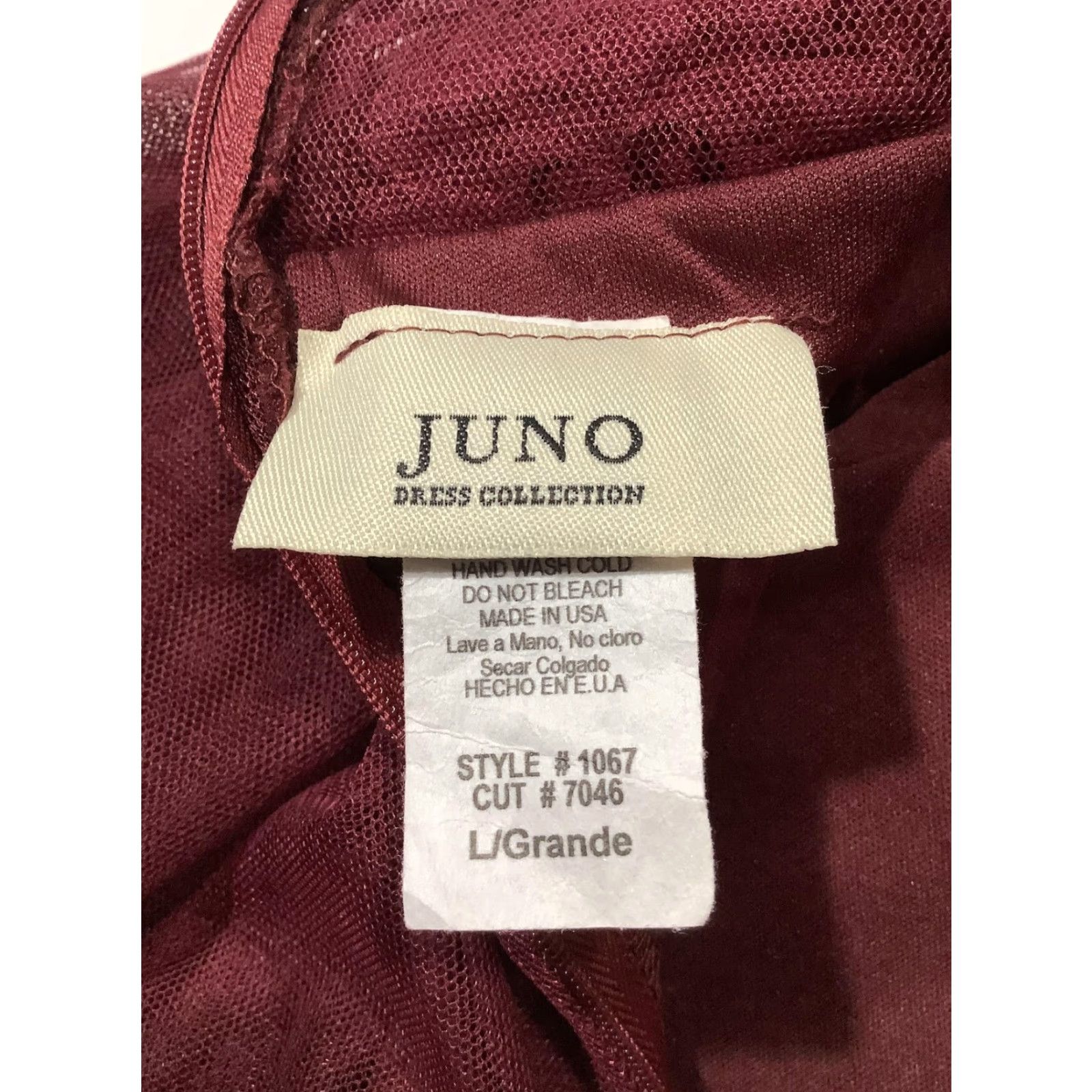 Vintage Juno Dress Womens Large Burgundy Lace Tulle Embellished Party Made USA 1067 Size L / US 10 / IT 46 - 7 Thumbnail