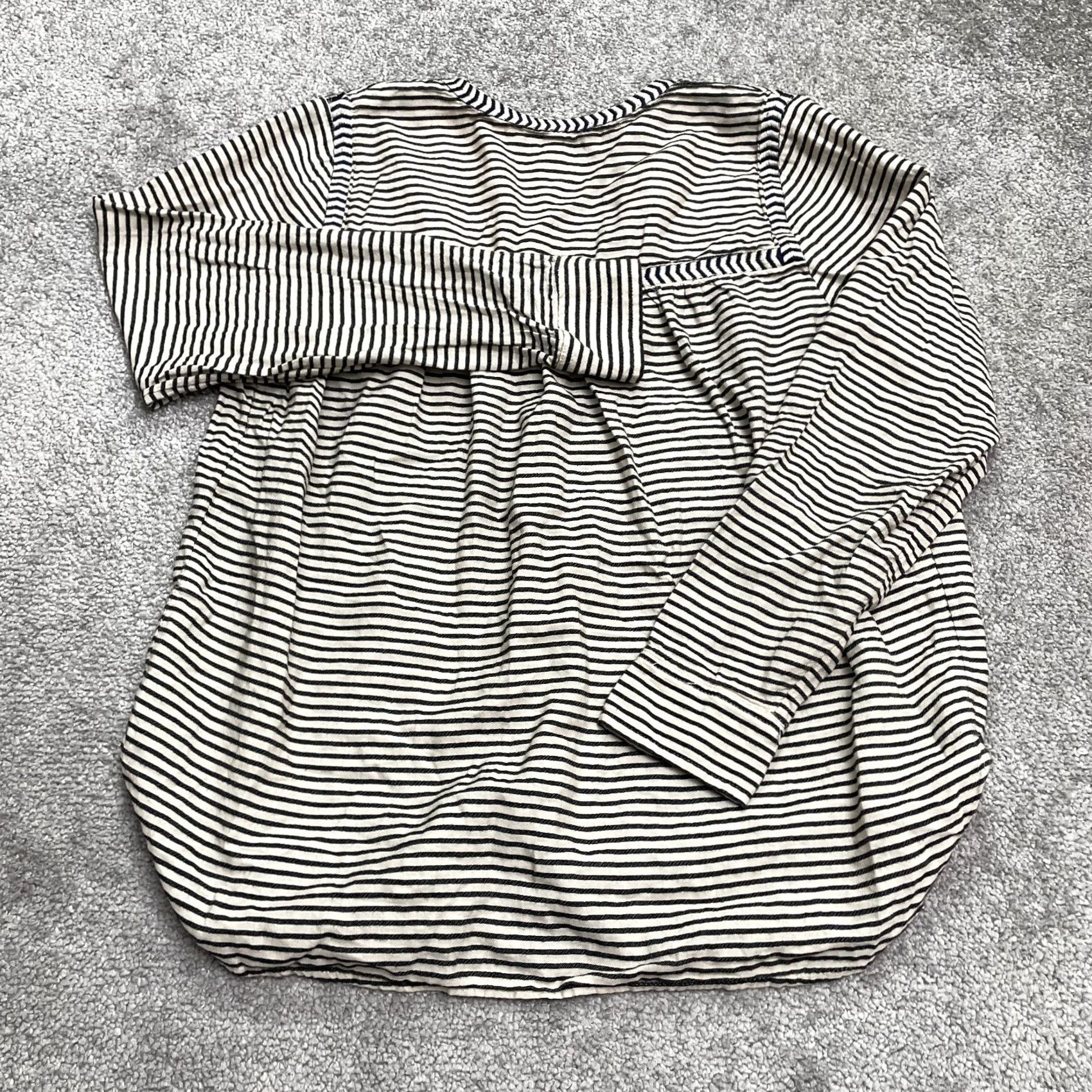 J.Crew J.Crew Embroidered Peasant Blouse Womens 00 Black Ivory Striped Casual Size XXS / US 00 / IT 34 - 2 Thumbnail