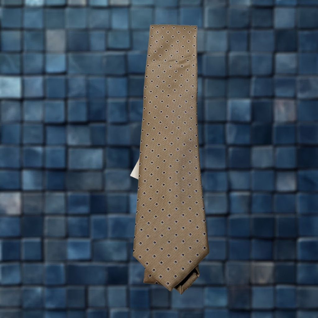 Michael Kors Michael Kors Men's Tie Geometric Blue Brown Silk Satin 58" One Size 3" Wide New Size ONE SIZE - 1 Thumbnail