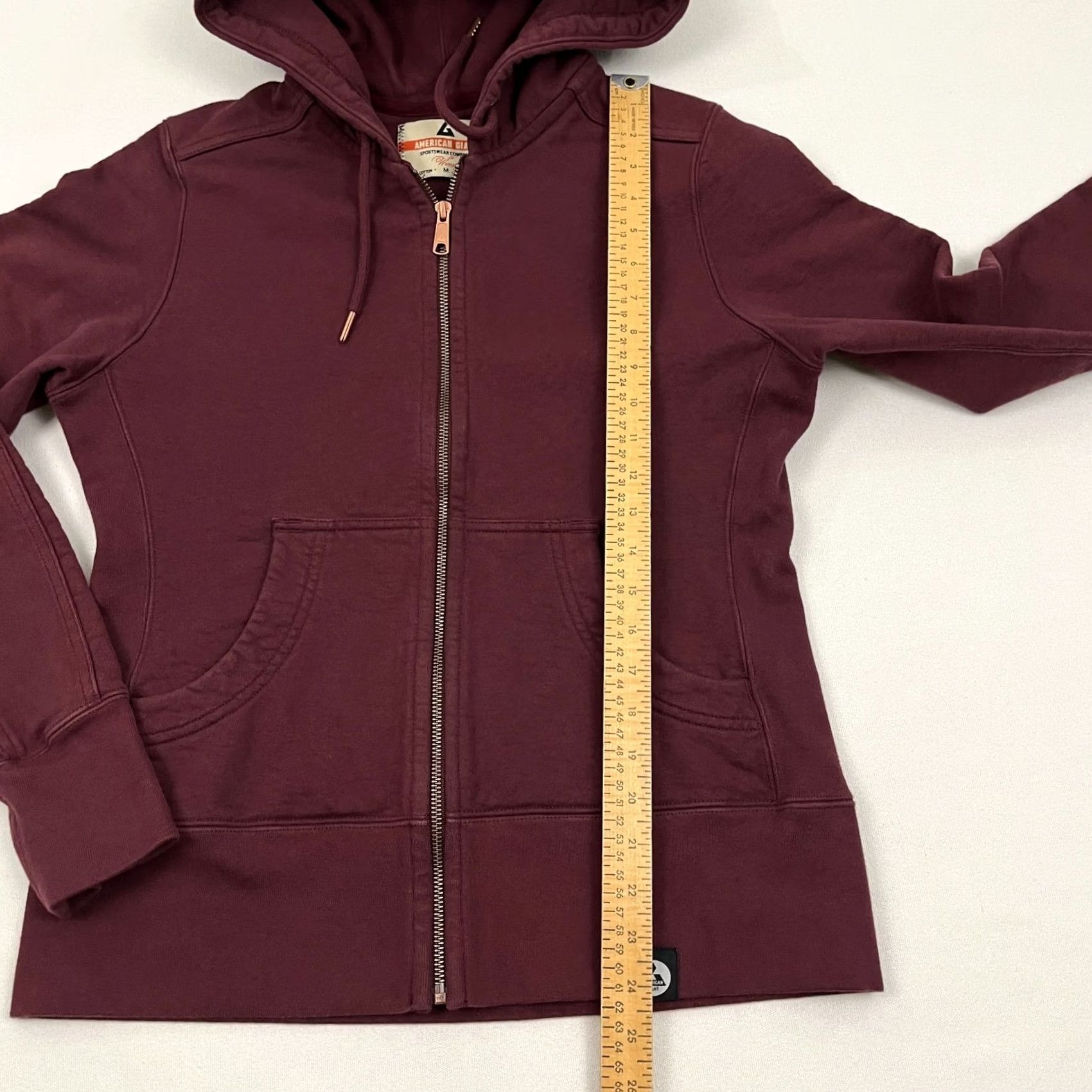 Vintage American Giant Hoodie Womens M Burgundy Maroon Heavy Cotton Sweatshirt Workwear Size M / US 6-8 / IT 42-44 - 4 Thumbnail