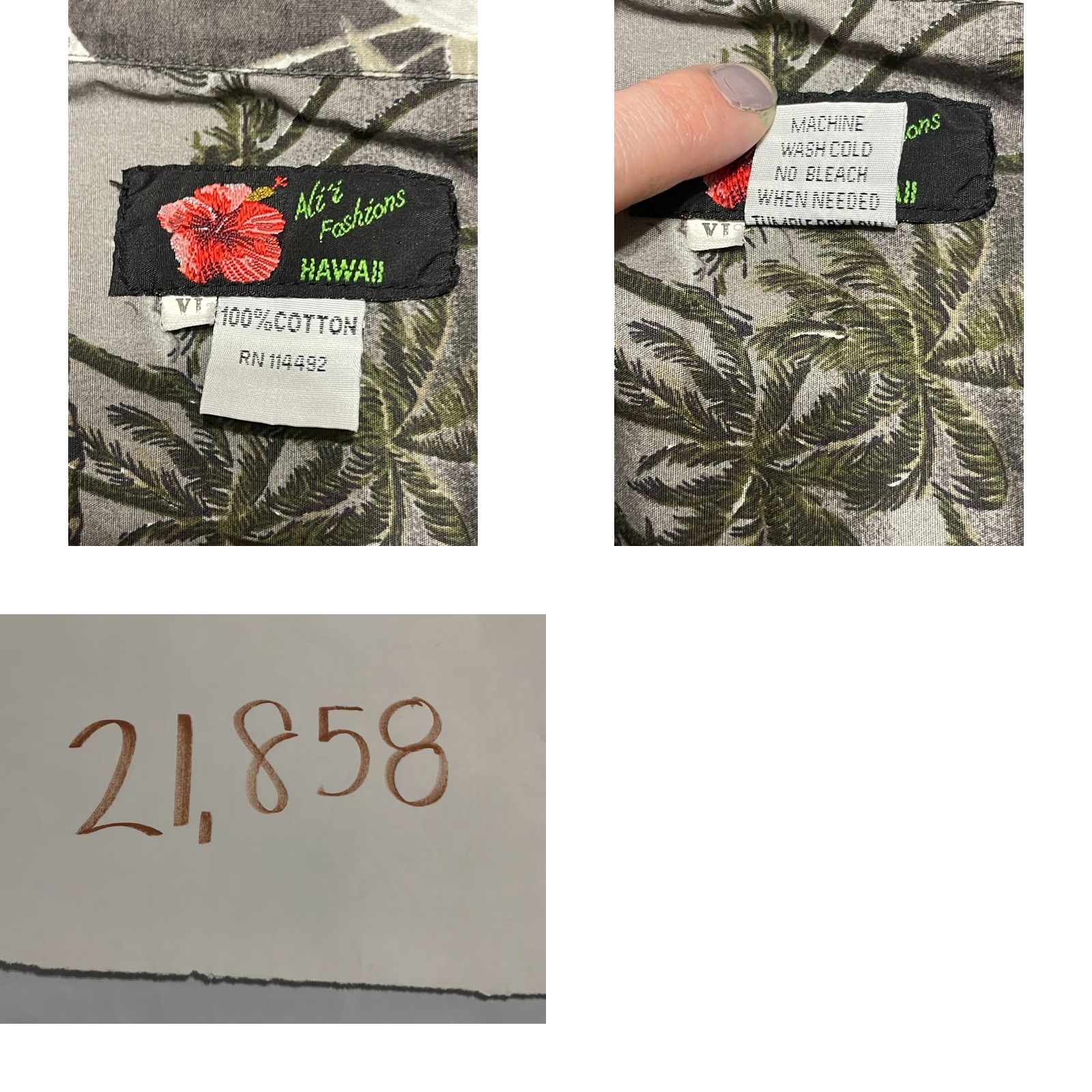 Vintage Ali's Fashion Shirt, Men's XL Gray Hawaiian Button Up, Short Sleeve, Floral, Button-Up, Casual, Hawaiian Theme, Men, Regular Fit, Fall Spring Summer Size US XL / EU 56 / 4 - 8 Thumbnail