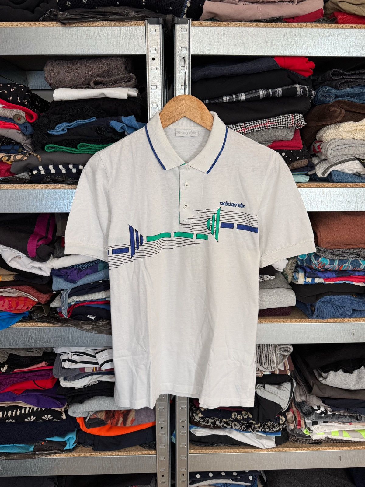 Adidas Vintage 80s Adidas Graphic Print Tennis Polo Shirt Sz S Tee Size US S / EU 44-46 / 1 - 1 Thumbnail