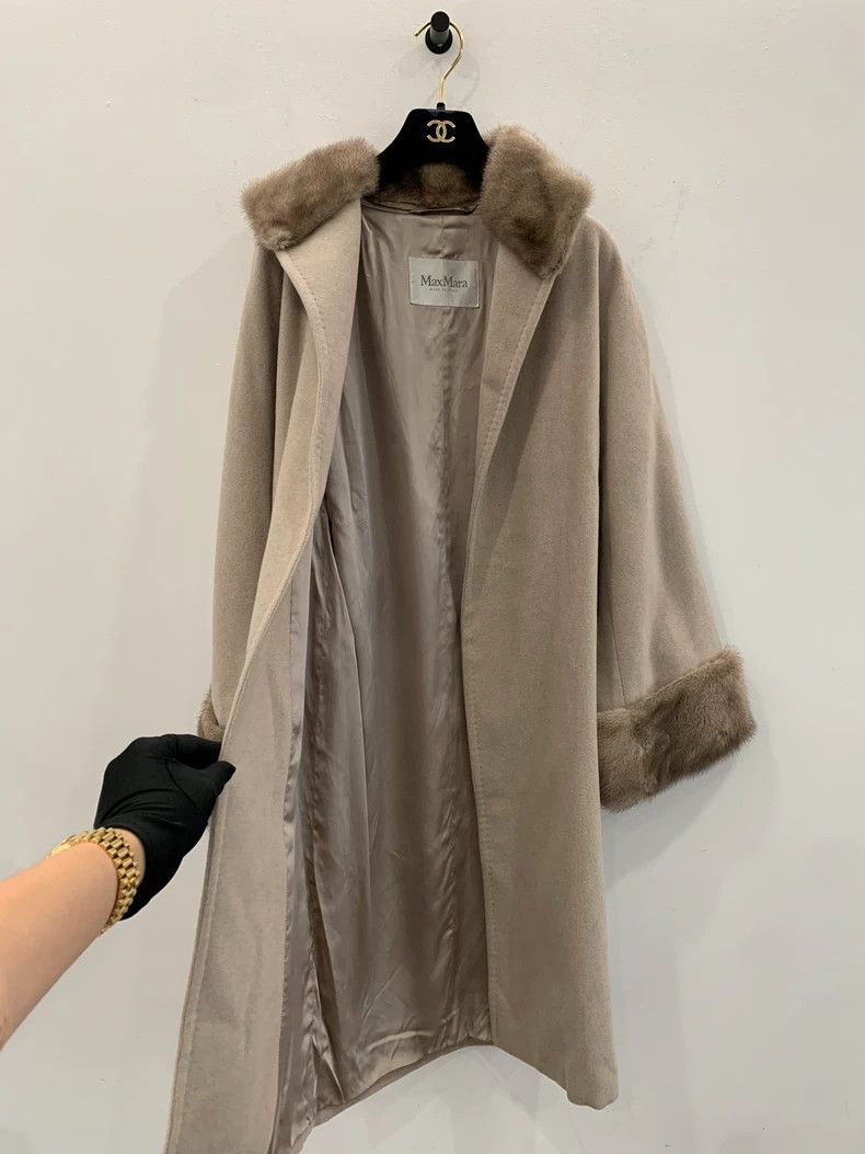 Max Mara Max Mara Grey Women's Wool Patchwork Fur Collar Coat Size S / US 4 / IT 40 - 3 Thumbnail