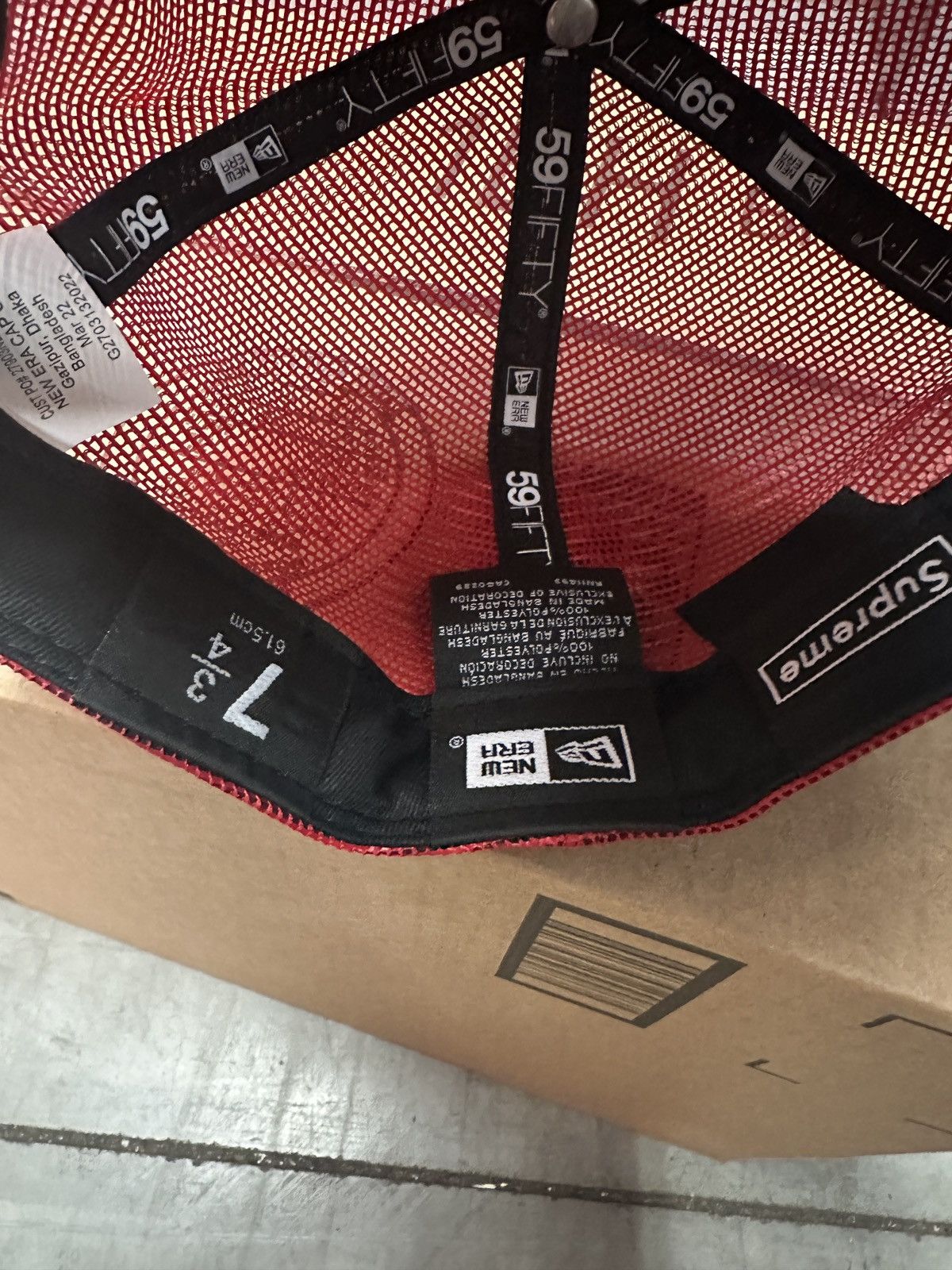 Supreme Supreme Red Mesh New Era Cap Hat 7 1/2 Size ONE SIZE - 5 Thumbnail