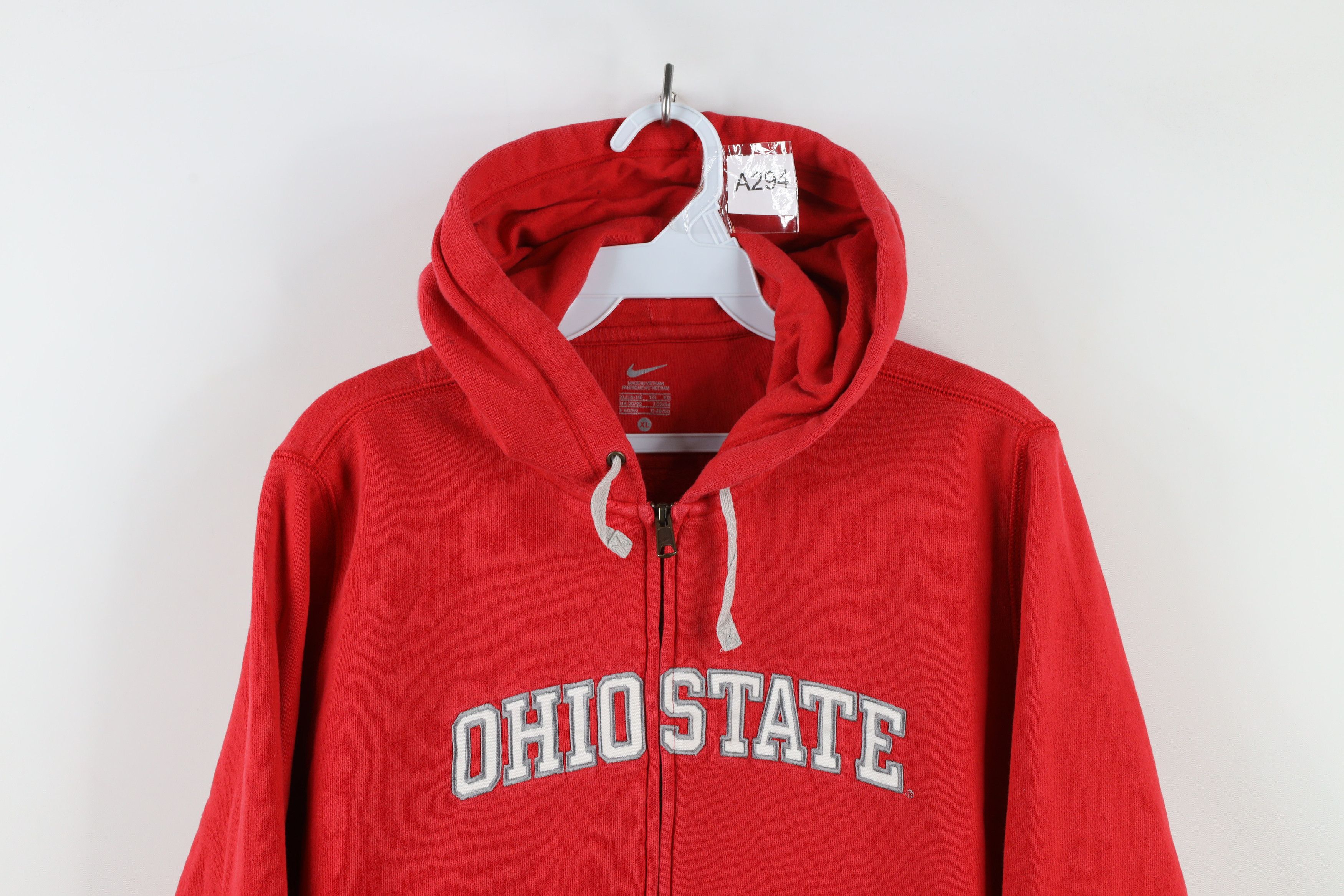 Nike × Vintage Vintage Nike Mini Swoosh Ohio State University Hoodie Red Size XL / US 12-14 / IT 48-50 - 2 Thumbnail
