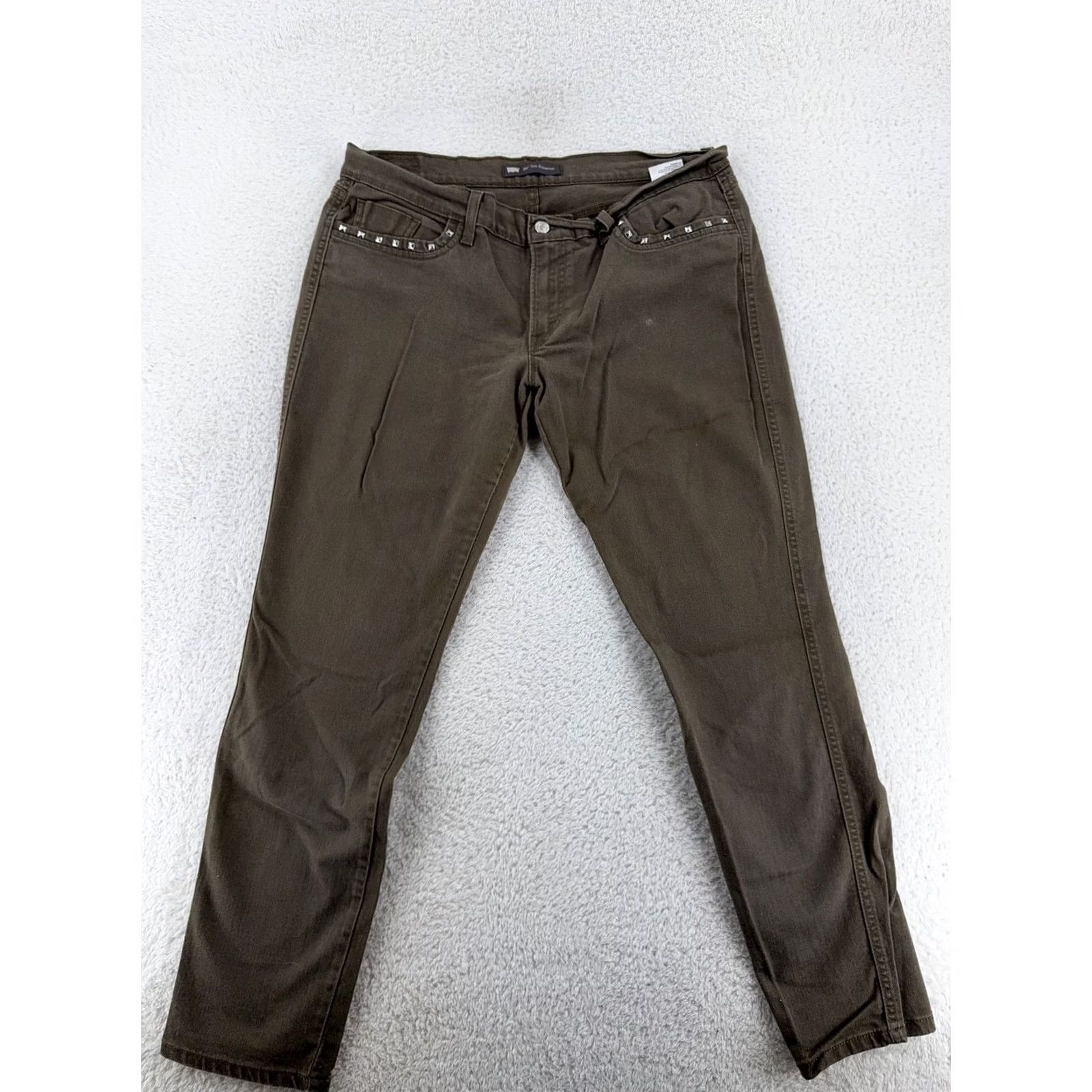 Levi's Levi's Jeans 524 Womens 33 Regular Brown Studded Low Skinny Pants Pockets Stretch Denim 32in Inseam Womens Size 24" / US 00 / IT 34 - 4 Thumbnail