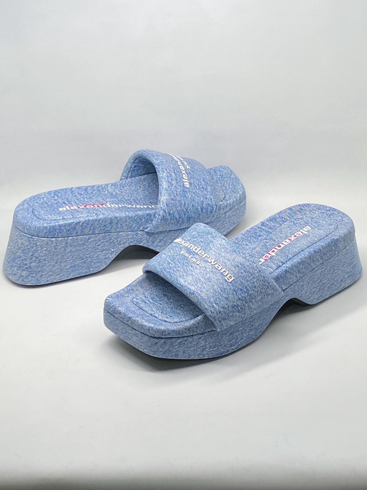 Alexander Wang Alexander Wang Denim Print Leather Platform Sandals size 38 Size US 8 / IT 38 - 9 Thumbnail