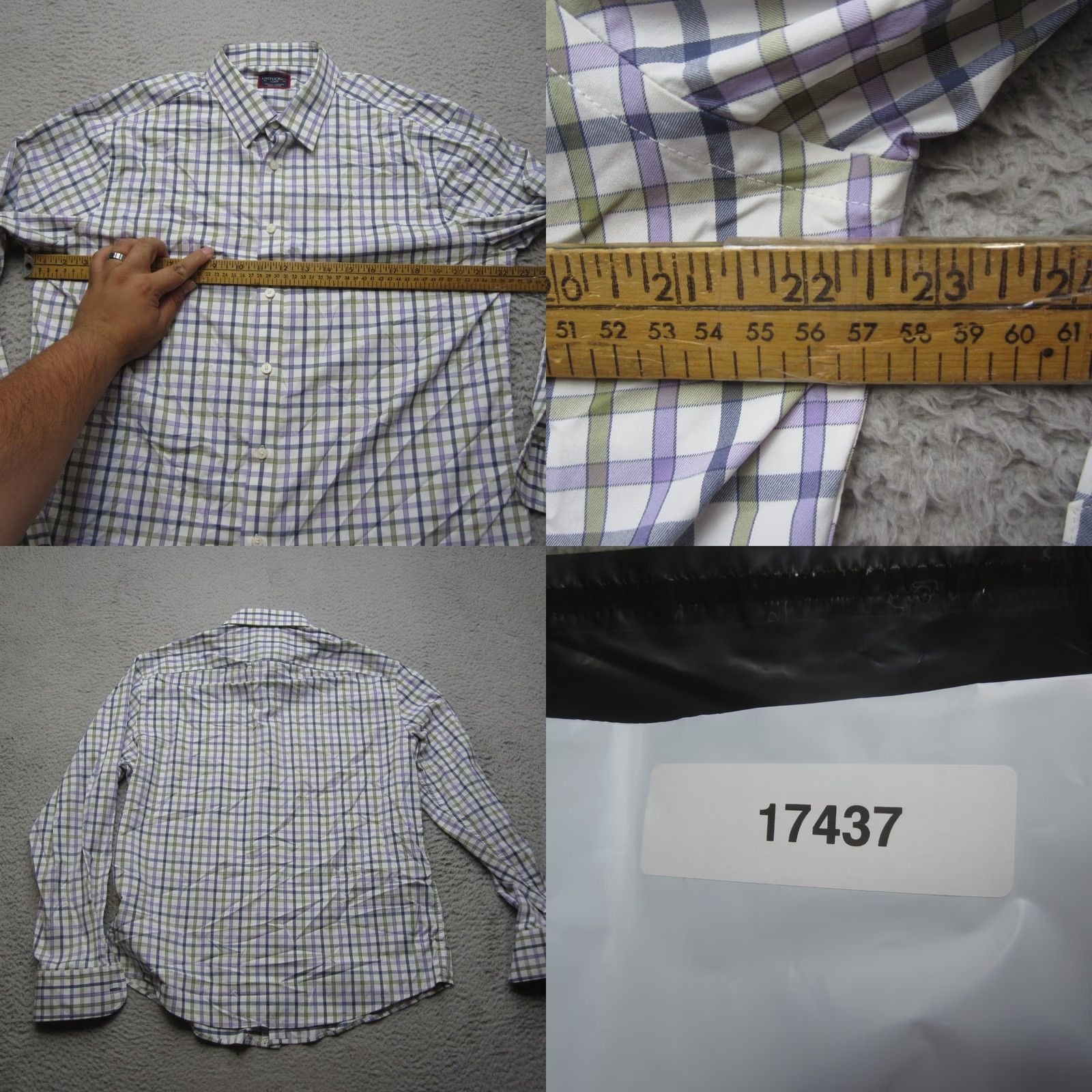 UNTUCKit UNTUCKit Shirt Mens L Purple Plaid Performance Button-Down Stretch Casual Shirt Size US L / EU 52-54 / 3 - 8 Thumbnail