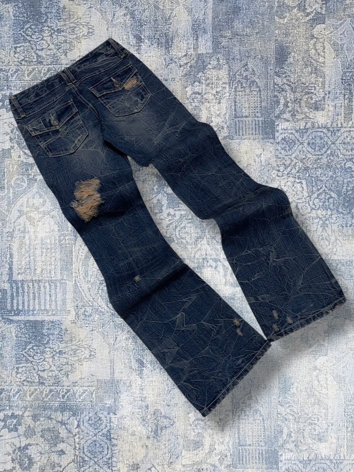 Tornado Mart Vintage 1990s Og Designer Nylaus Japan Flared Mudwash Denim Size US 26 / EU 42 - 9 Thumbnail
