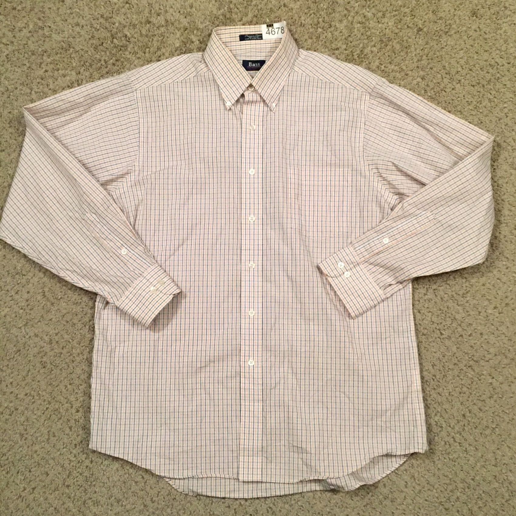 Vintage GH Bass Shirt Mens Large Orange Blue Plaid Long Sleeve Button Up - Size US L / EU 52-54 / 3 - 2 Thumbnail
