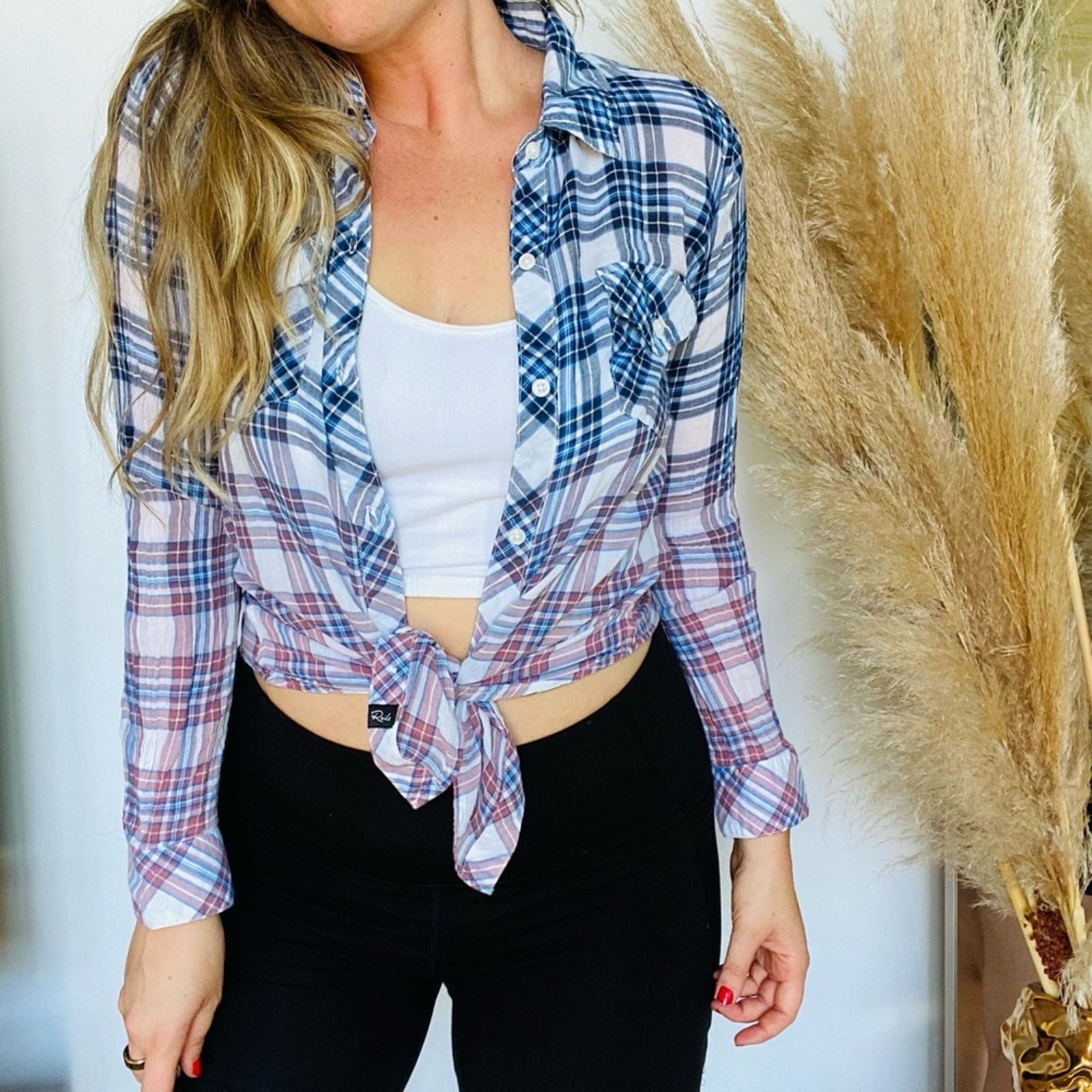 Rails RAILS Ombre White Blue Purple Plaid Button Blouse Shirt Size M / US 6-8 / IT 42-44 - 3 Thumbnail