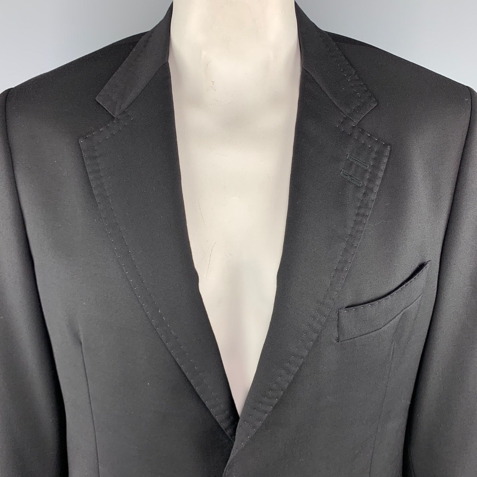 Paul Smith PAUL SMITH 44 Black Wool/Cashmere Notch Lapel Sport Coat Size 44R - 2 Thumbnail