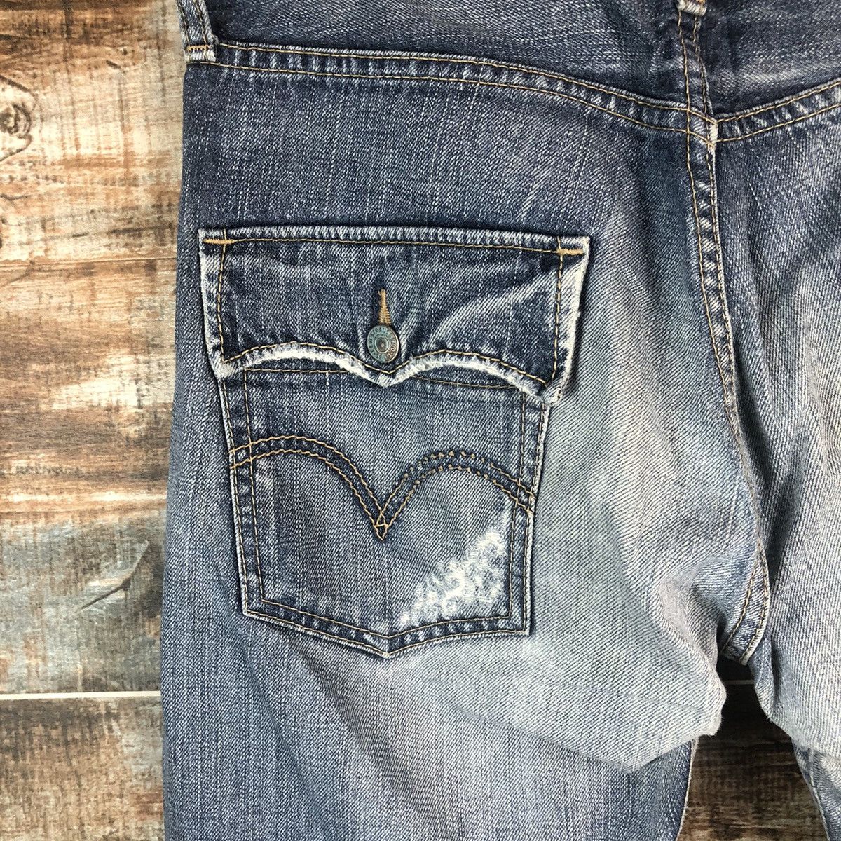 Levi's DL Levis 505 Blue Distressed Denim Pants #C299 Size US 32 / EU 48 - 17 Thumbnail