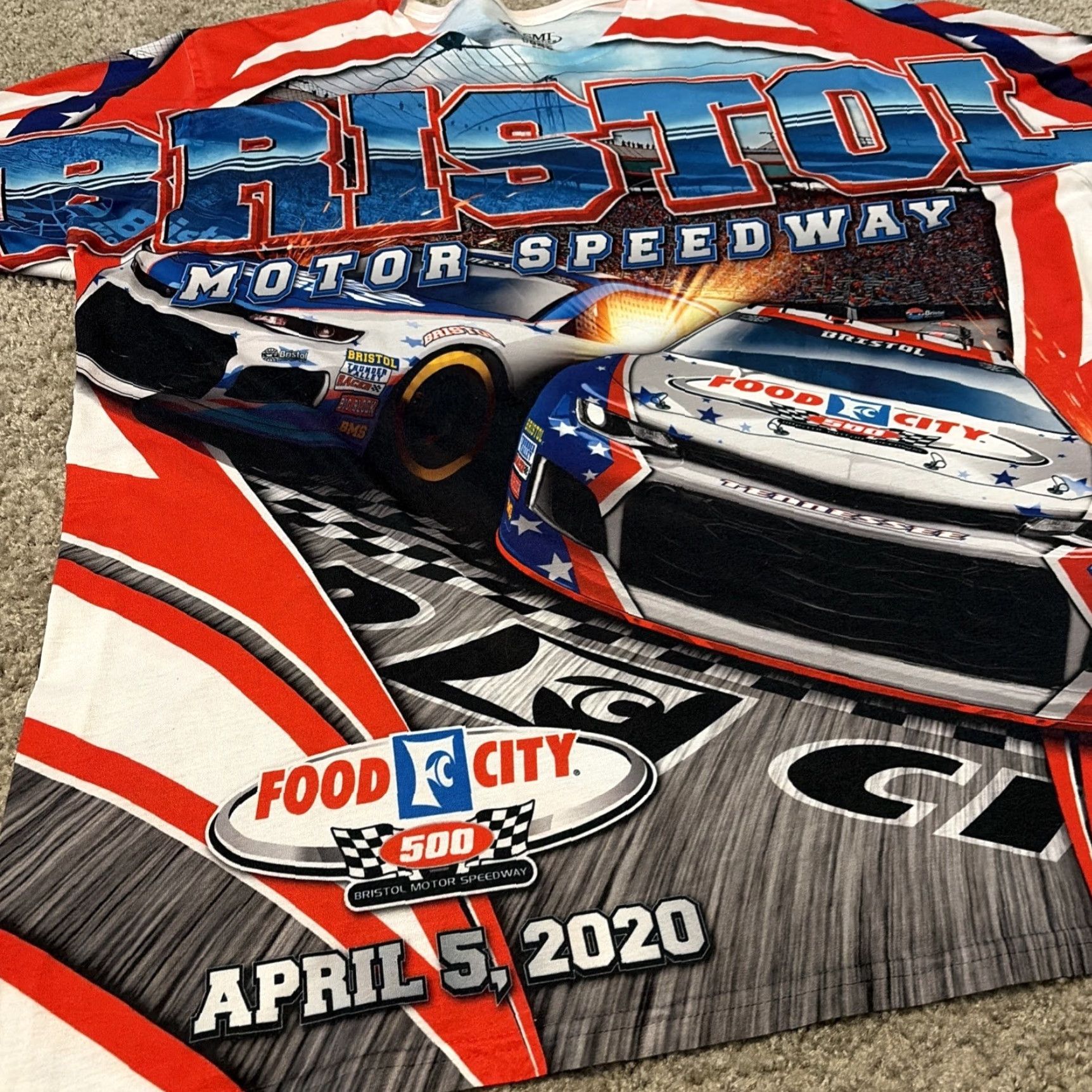NASCAR Bristol Motor Speedway Food City 500 All Over Print T-Shirt NASCAR 3XL Men Multicolor Size US XXL / EU 58 / 5 - 4 Thumbnail
