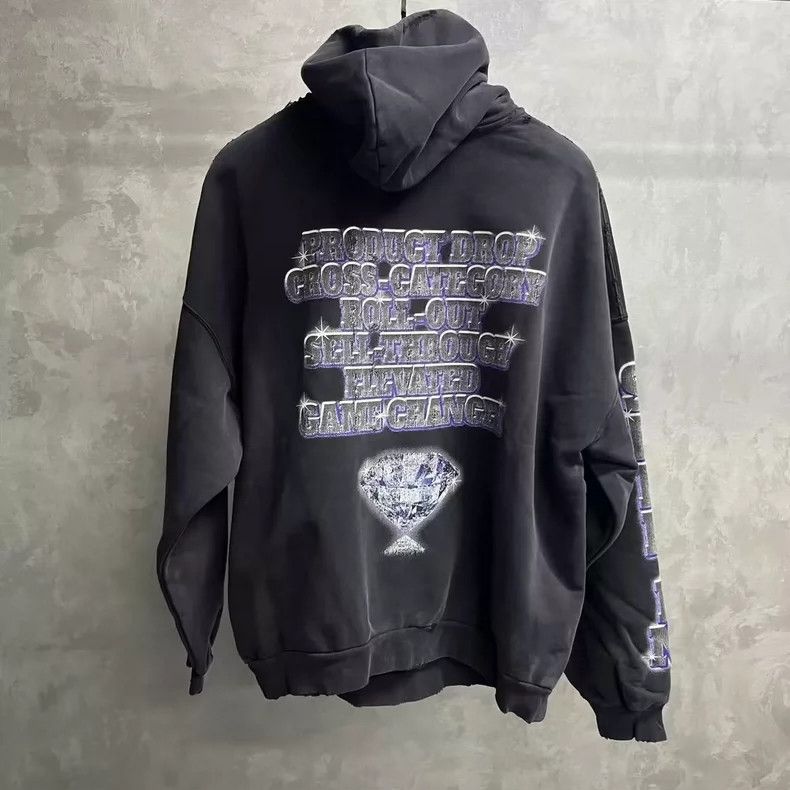 Balenciaga Balenciaga Black monogrammed logo printed hooded long slee Size US M / EU 48-50 / 2 - 5 Thumbnail