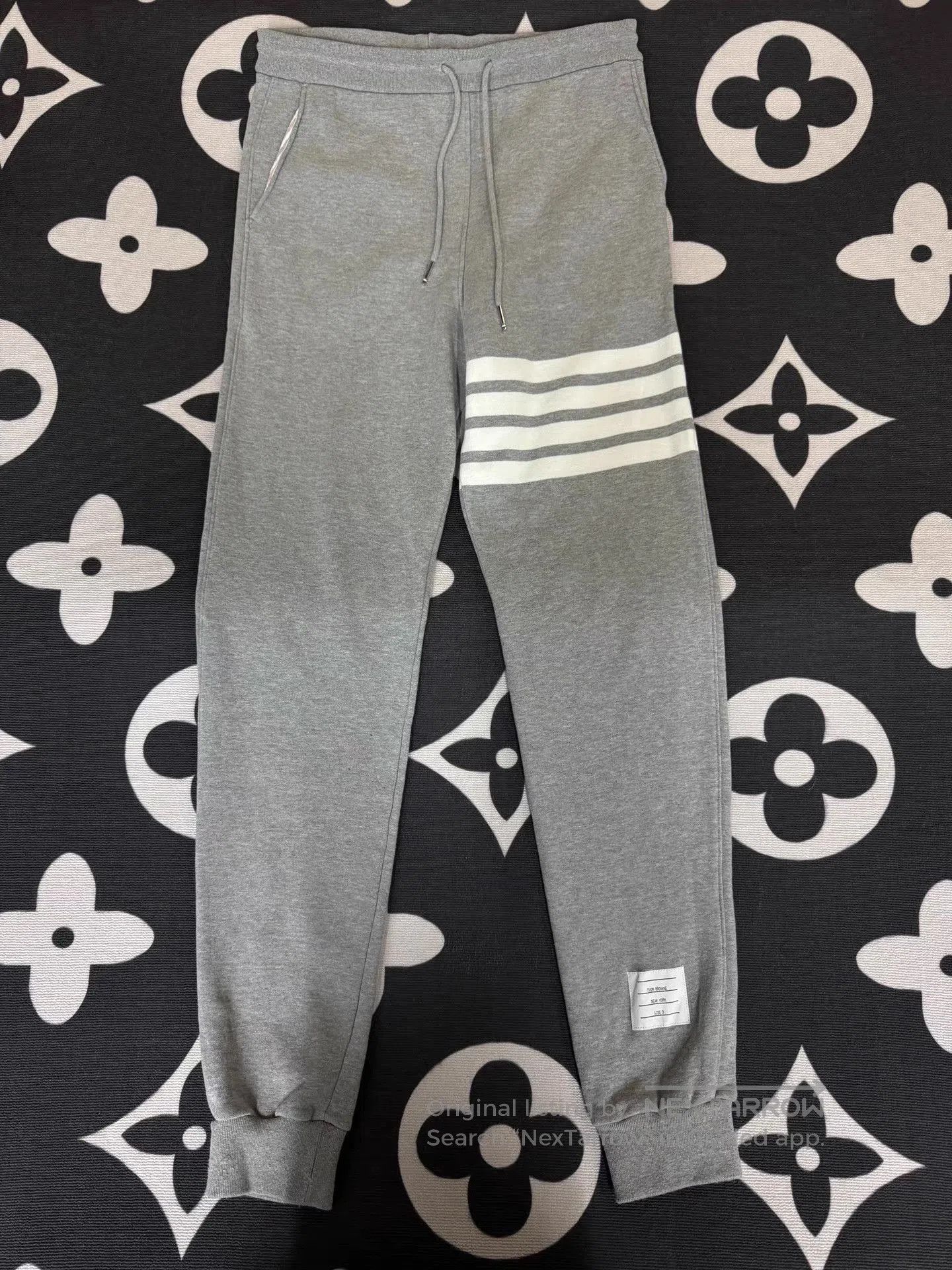 Thom Browne Gray Sweatpants with White Stripes, Size 34. Size US 34 / EU 50 - 1 Thumbnail