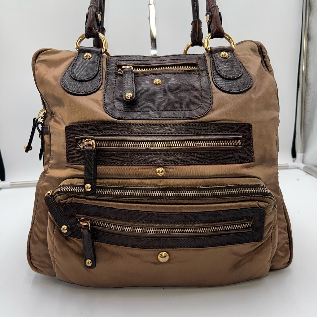 Tod's Tod’s Luna Large Handbag in Nylon and Leather Bronze with Green bottom Size ONE SIZE - 1 Thumbnail