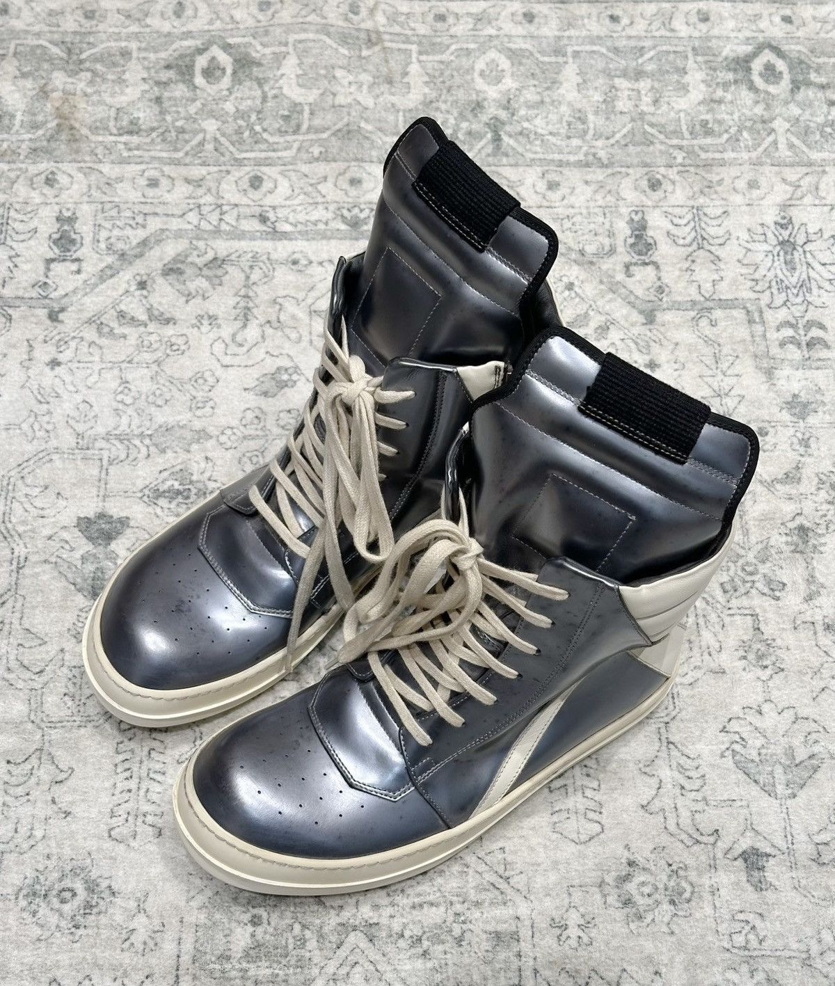 Rick Owens Rick Owens silver mirror inverted triangle high-top shoes Size US 7 / EU 40 - 3 Thumbnail