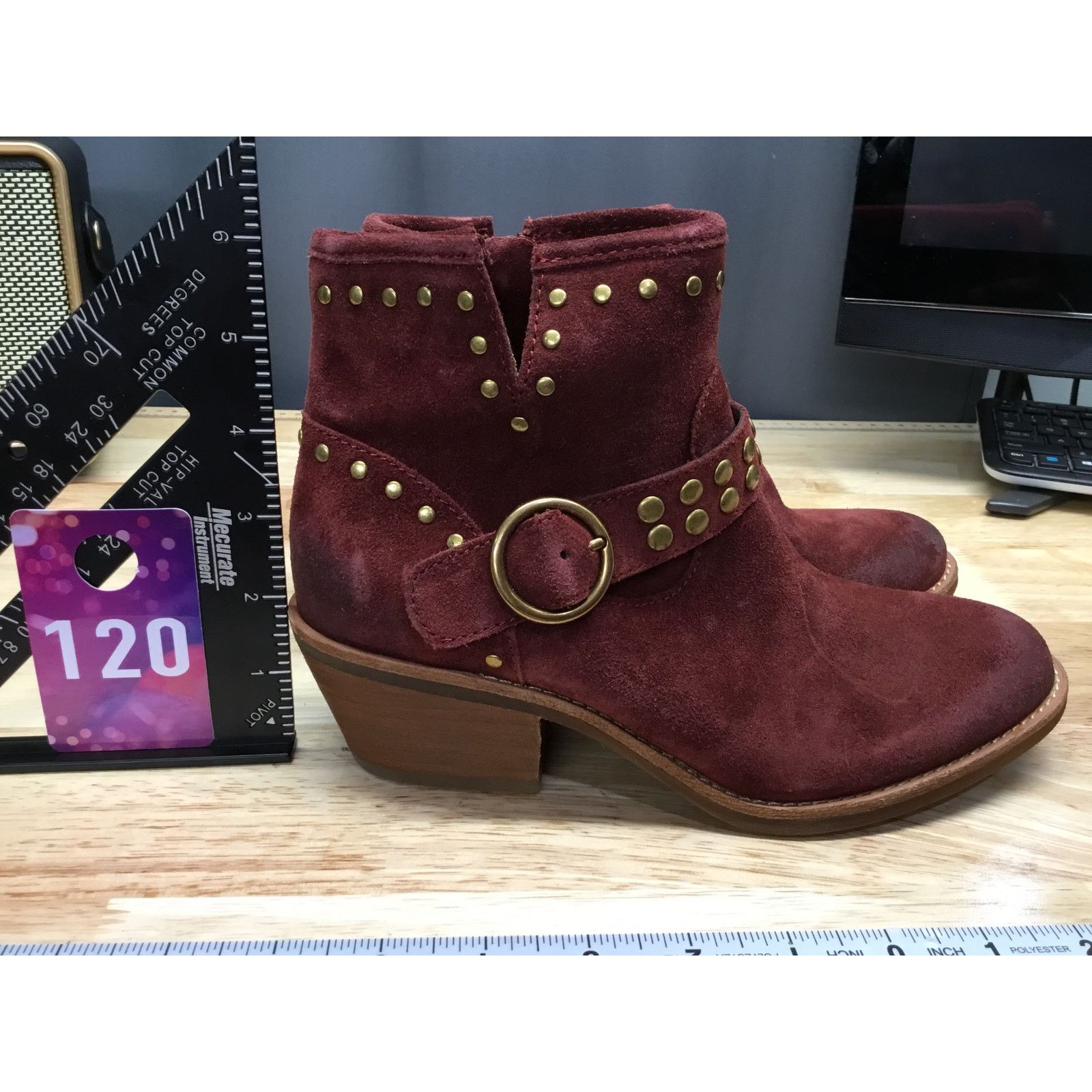 The Unbranded Brand Sofft Allene II Womens 6.5 Red Suede Ankle Strap Booties Size US 6.5 / IT 36.5 - 2 Thumbnail